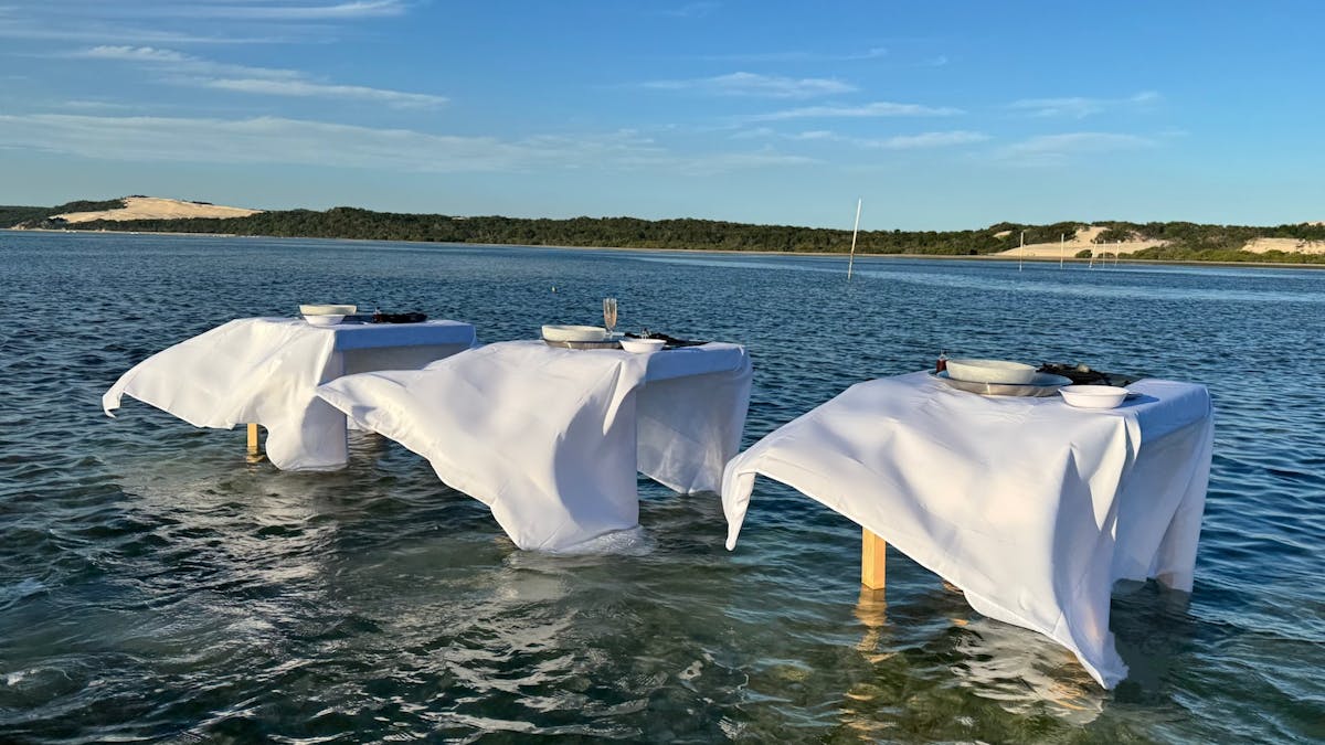 Tables in the water