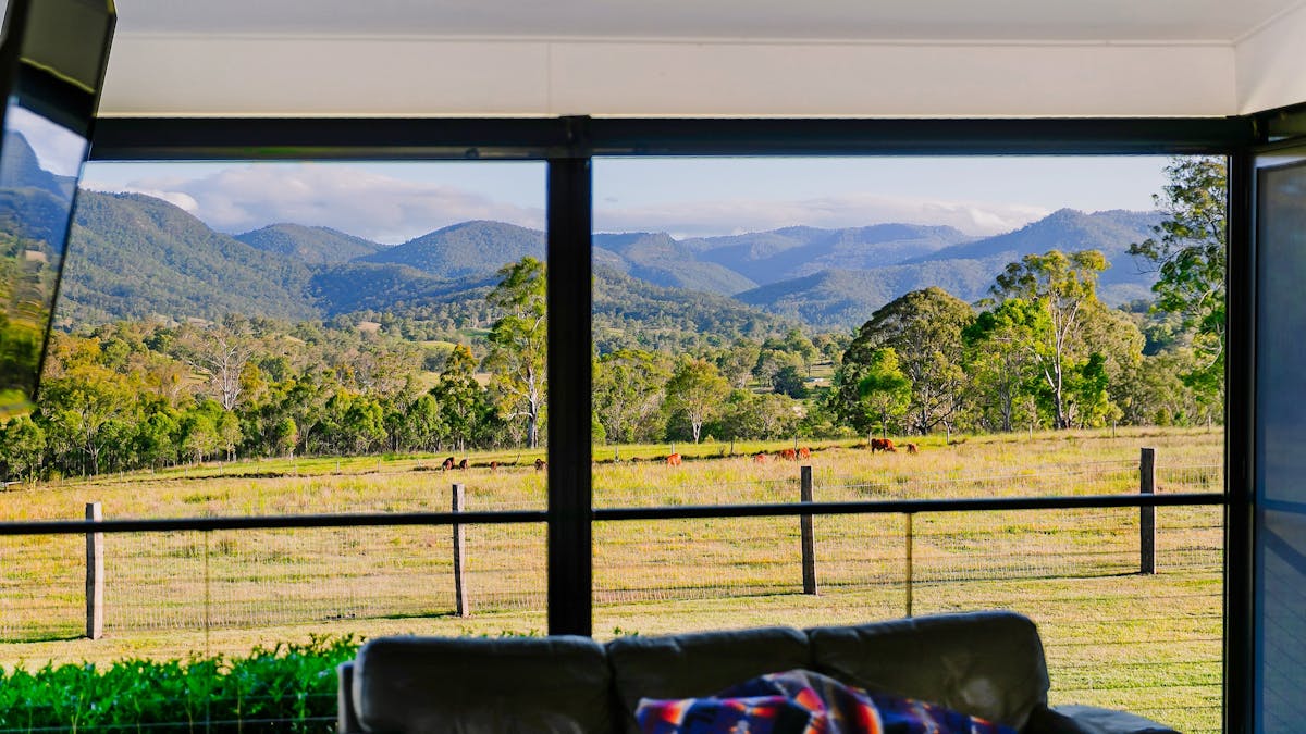 View looking south with blinds open