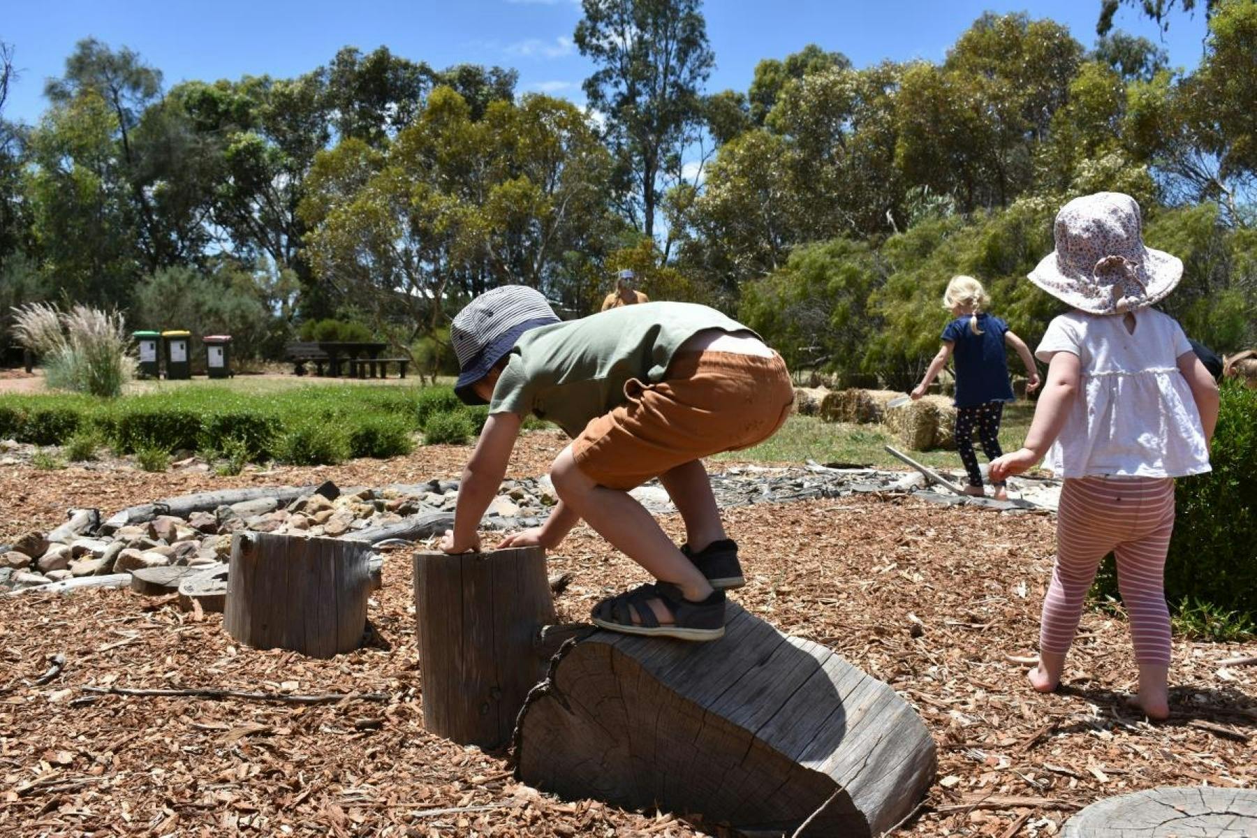 Children playing on sensory path
