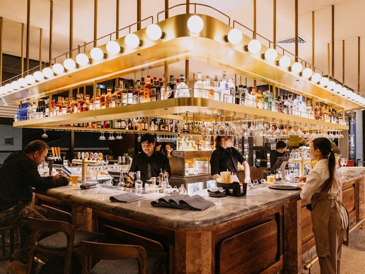 Open bar with premium wine library at Hatch Restaurant