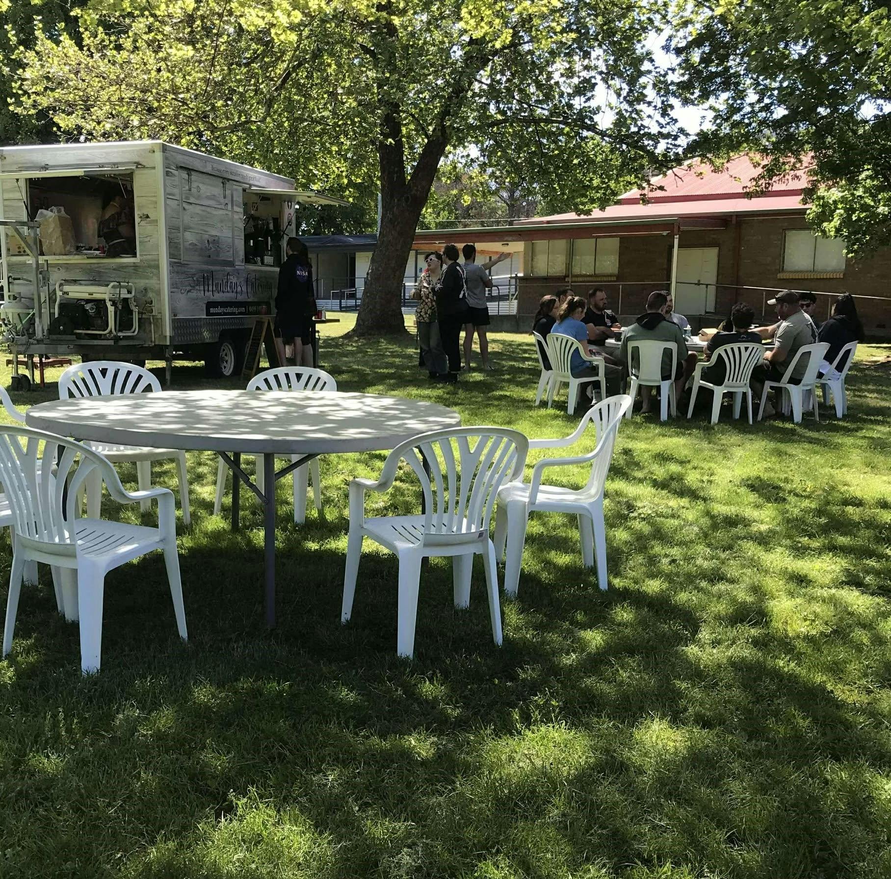 Munday's Catering food van in action, setup for Tumbarumba Spring Flower Festival