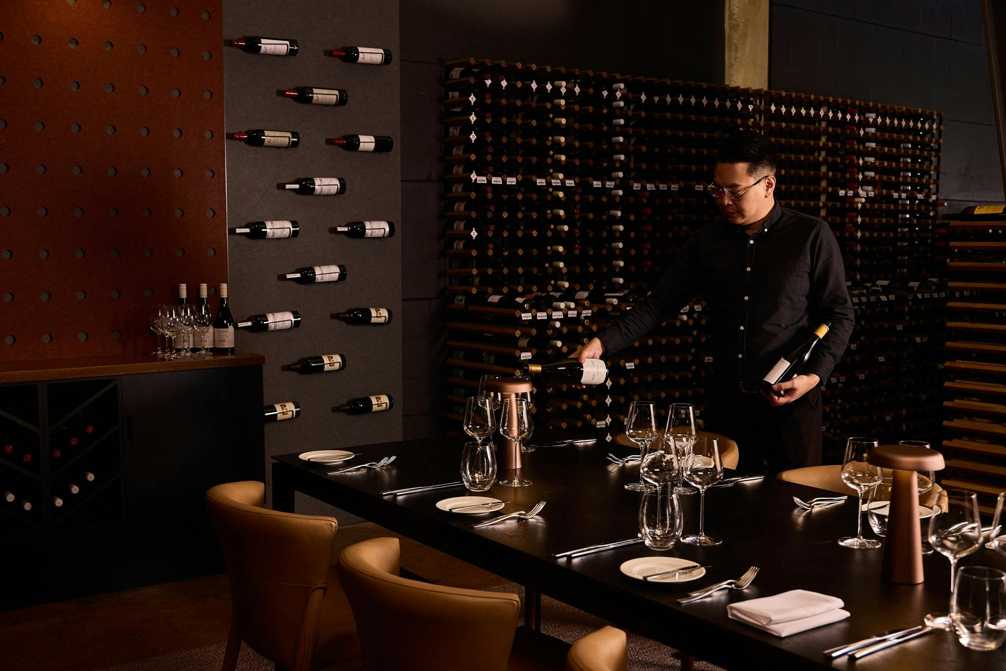 sommelier pouring wines for masterclass