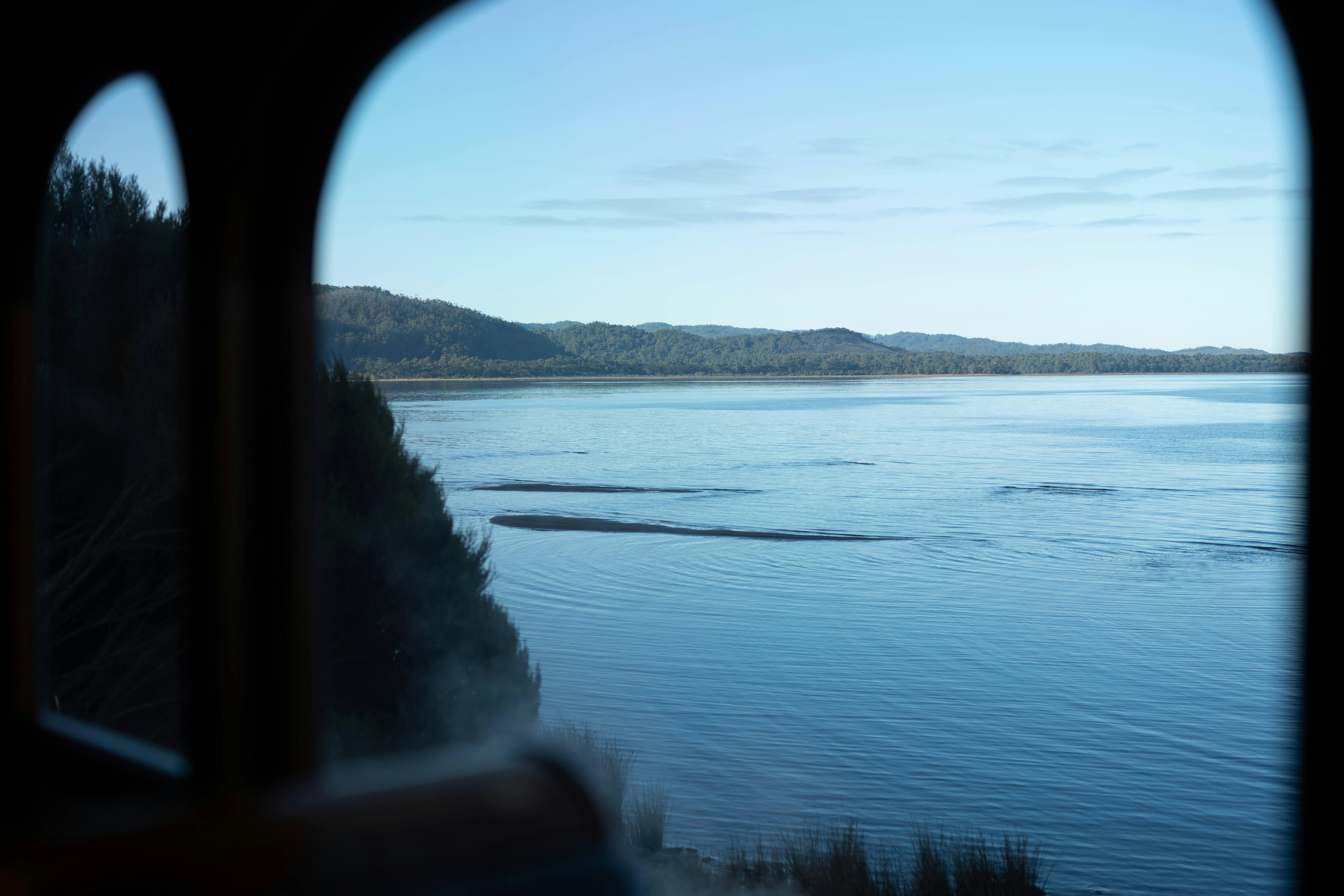 View of Macquarie Harbour from carriage window