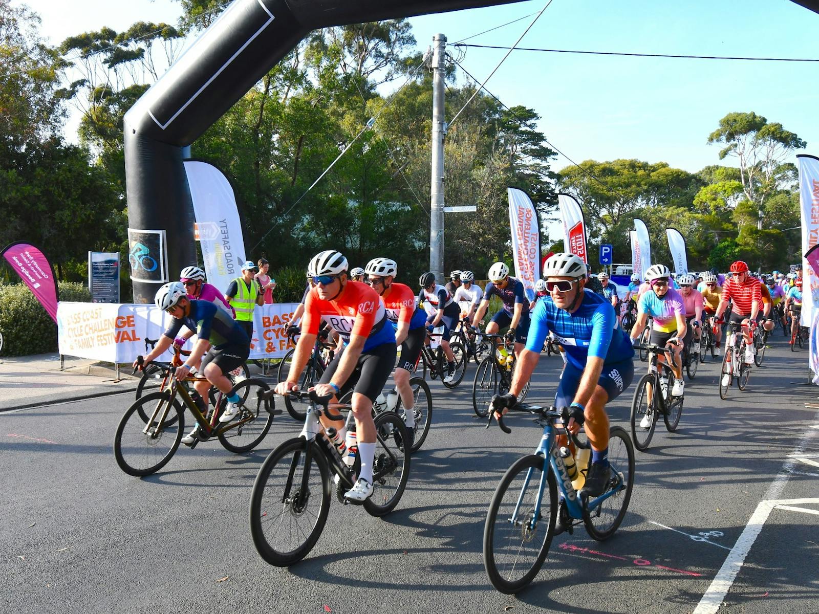 Cyclists start their ride
