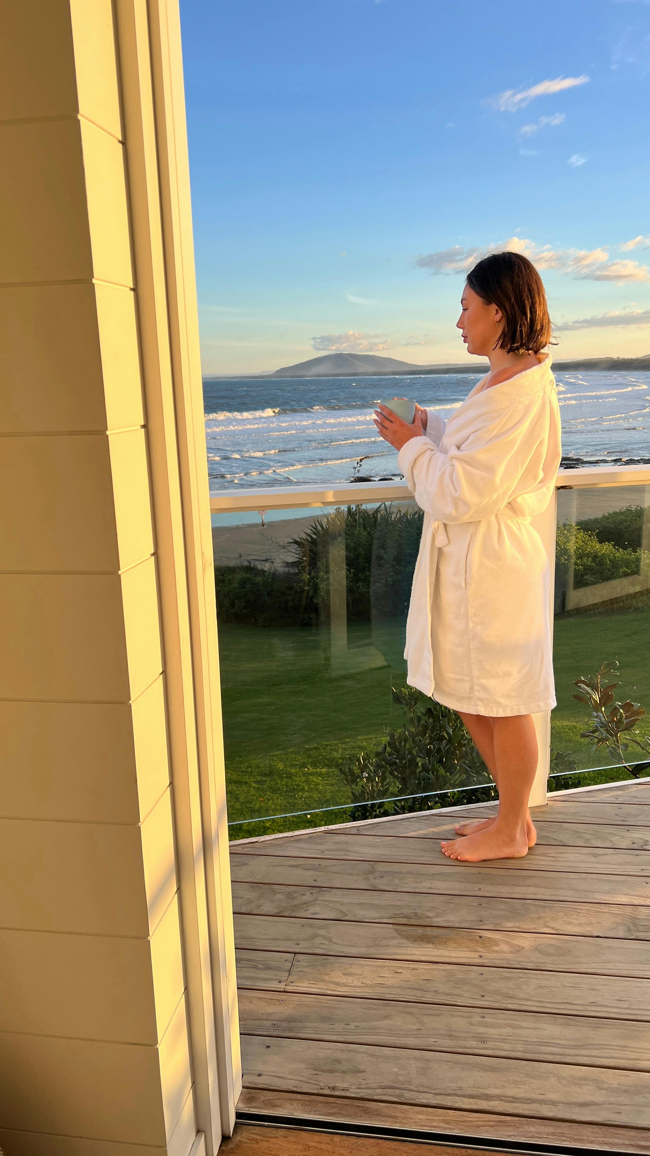 Relaxing after a massage with an amazing view overlooking the 7 mile beach