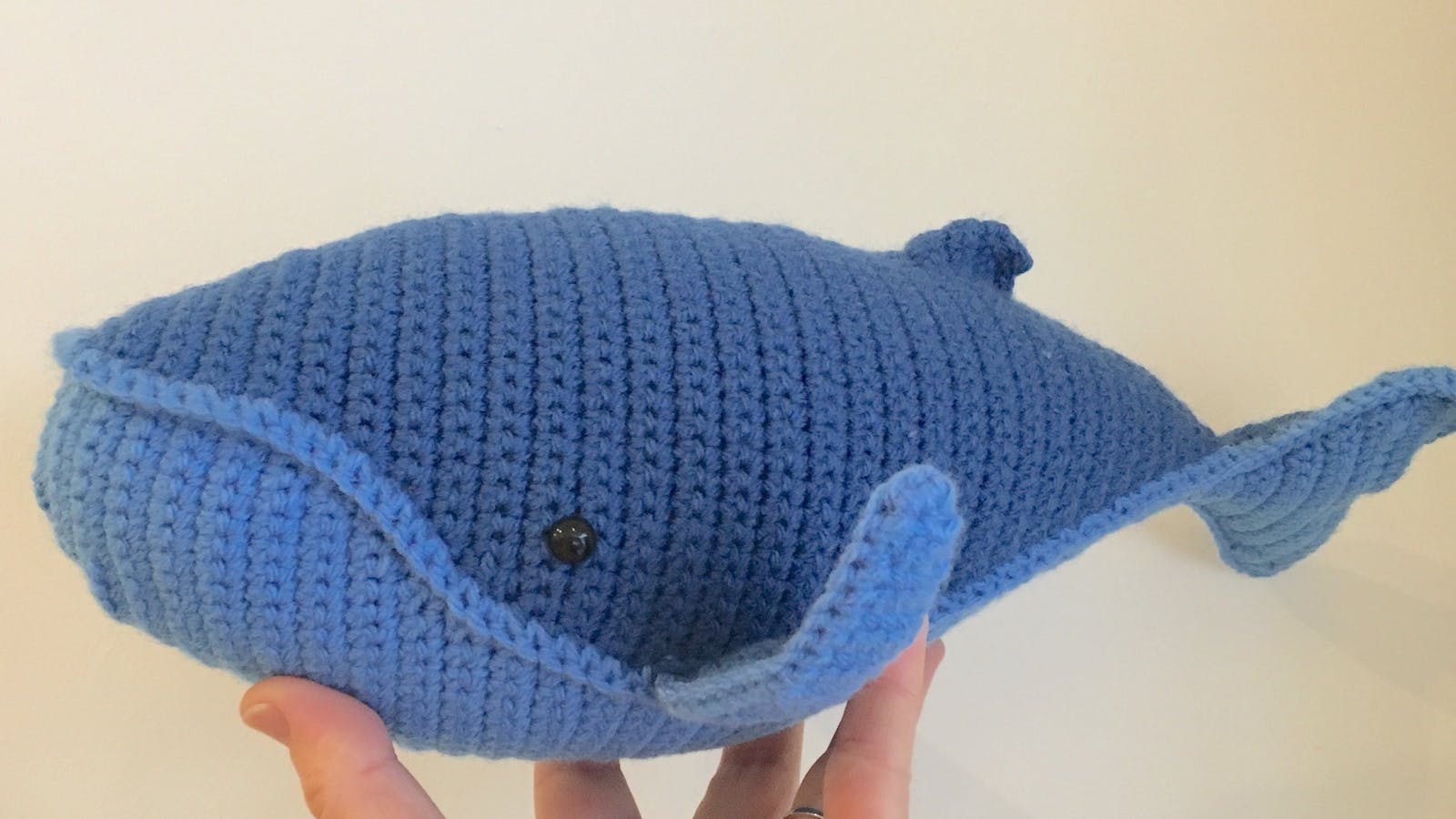Hand-crocheted whale, made in Tasmania