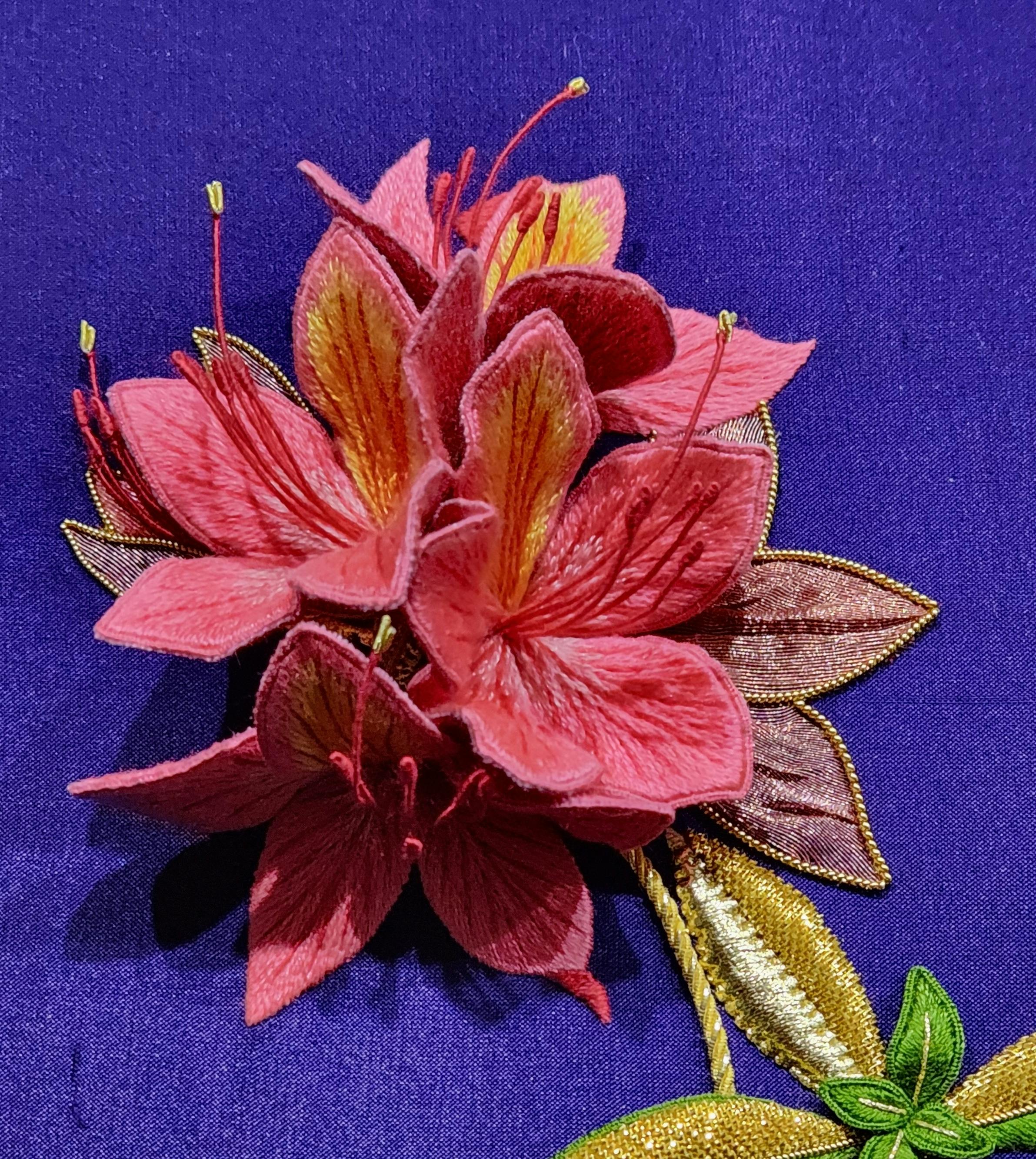 Stumpwork embroidered flowers