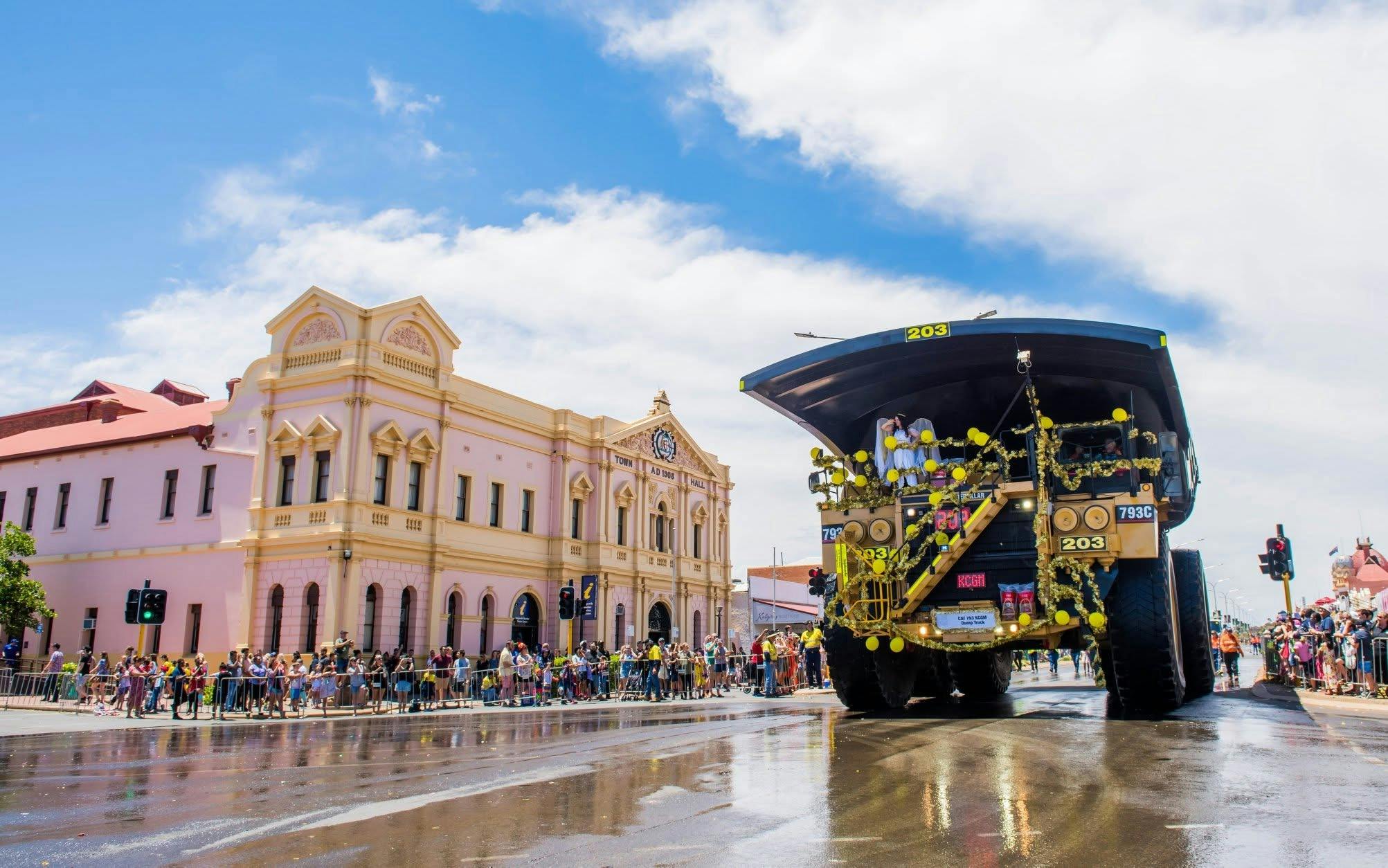 Haul Pack Truck in front of Kalgoorlie Town Hall