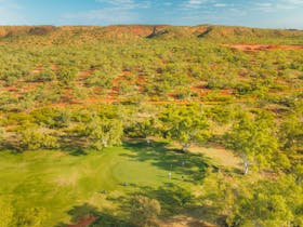 Drone view of greens at Mount Isa Golf Course