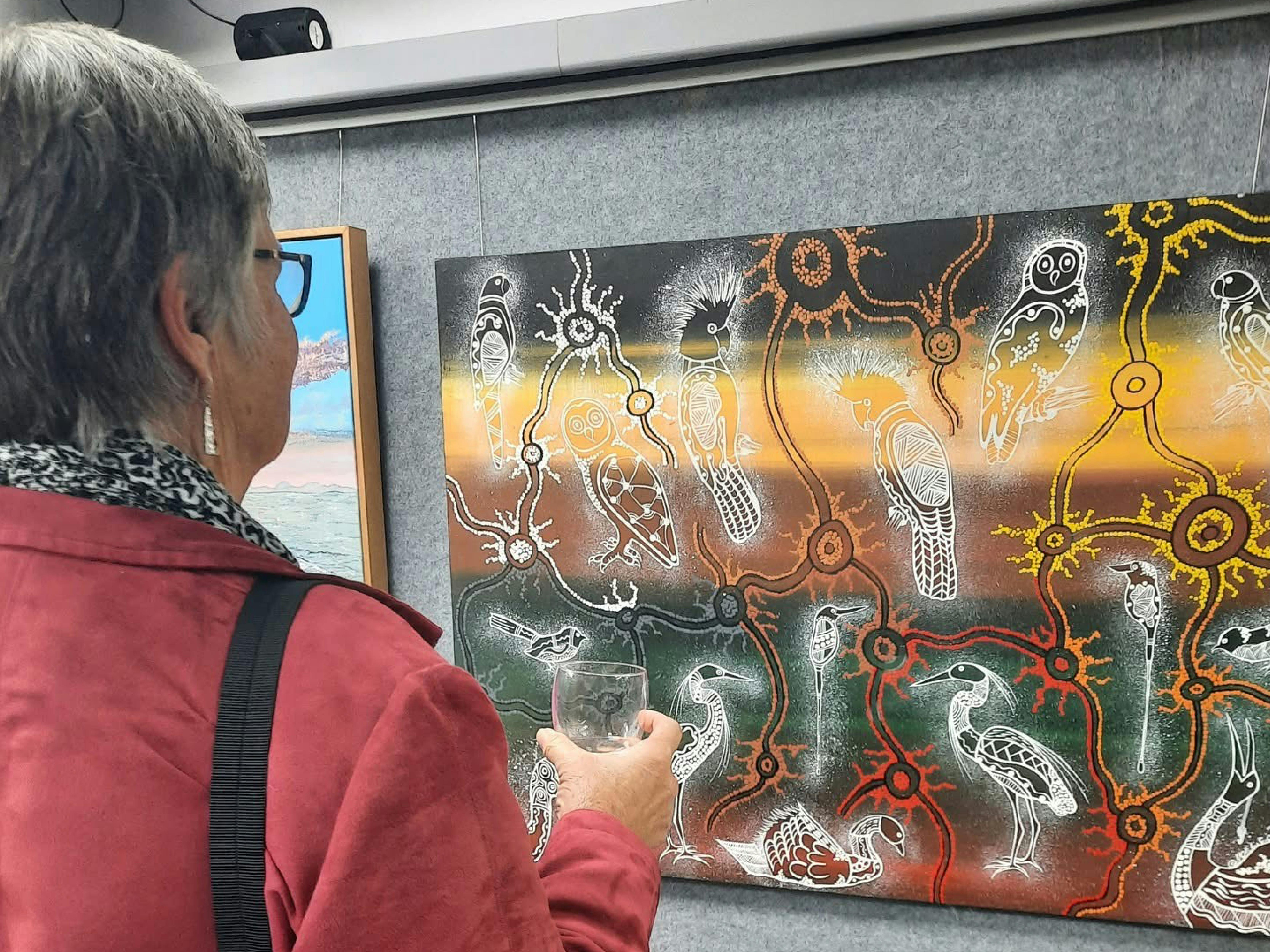Indigenous artwork viewed at Cassino Gallery