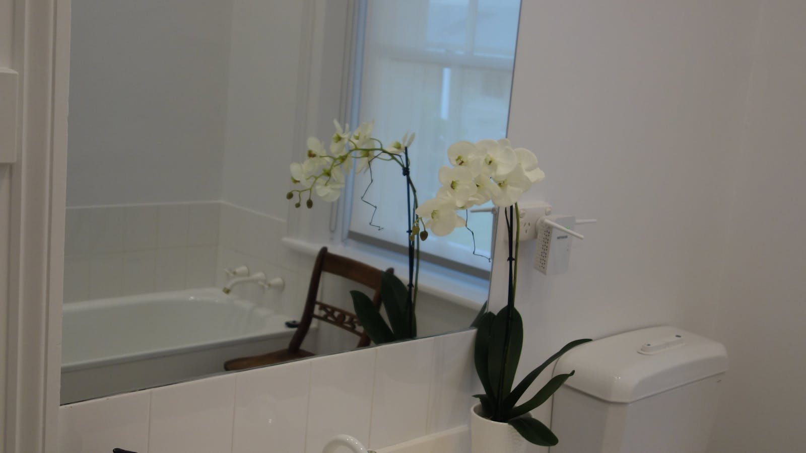 Bathroom with separate bath and shower