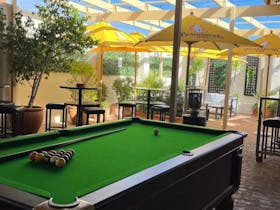 The pool table in the beer garden