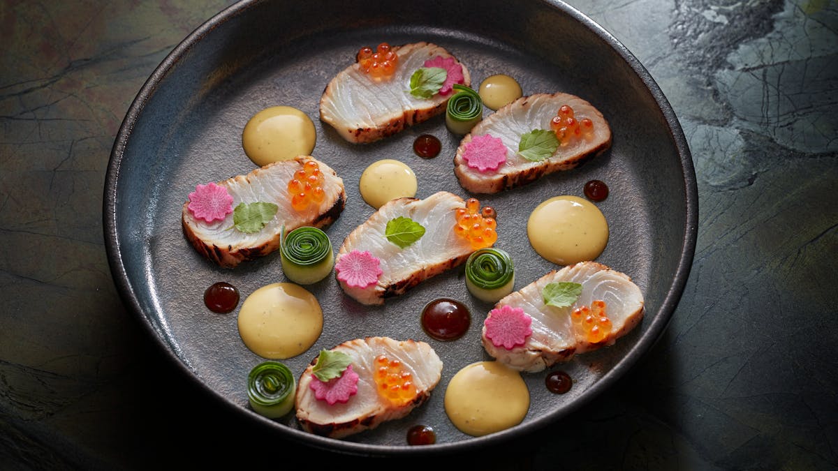 Koji Cured Kingfish Tataki at the Treehouse Restaurant