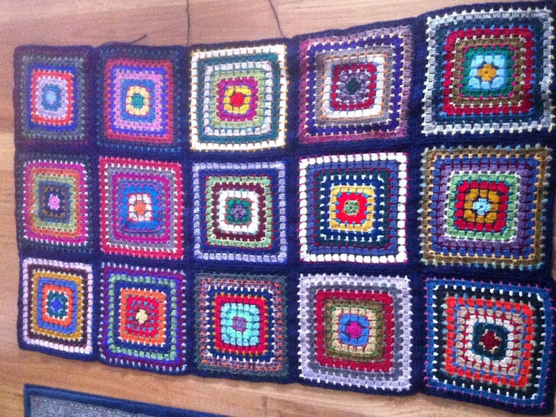 A hand crocheted wrap