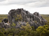 Drone image of the limestone caves and cliffs in Chillagoe, Tropical North Qld.