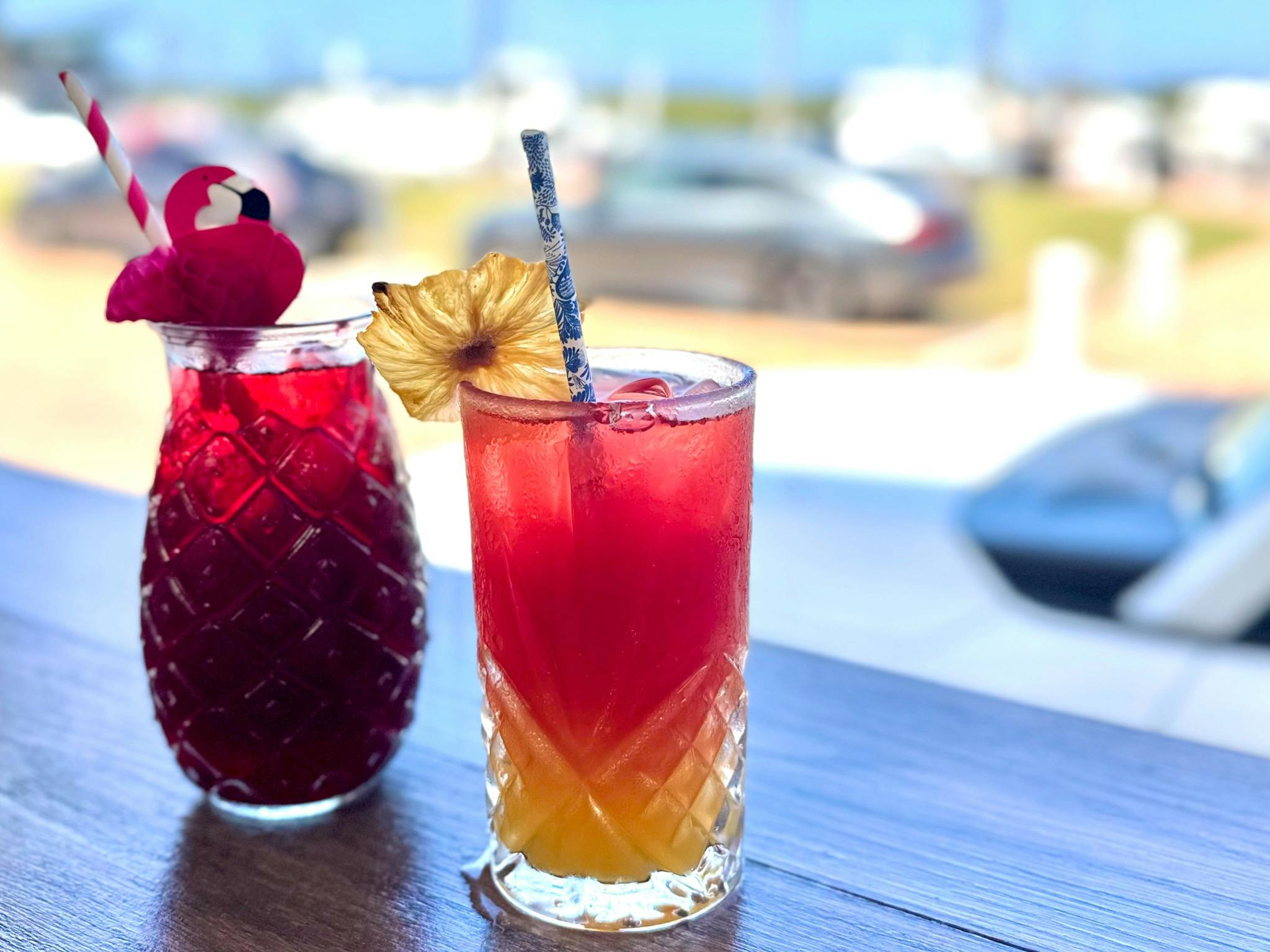 Native iced tea and brunch cocktails overlooking the marina at Sanctuary Cove
