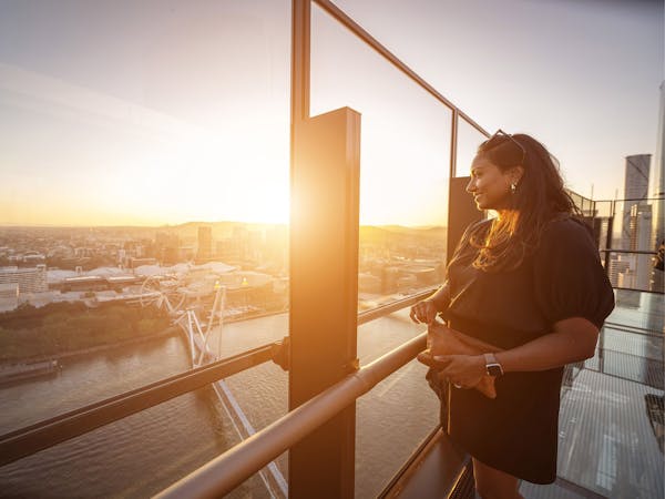 A woman looking at the view from Sky Deck