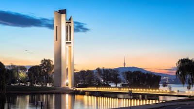 A large carillon on an island