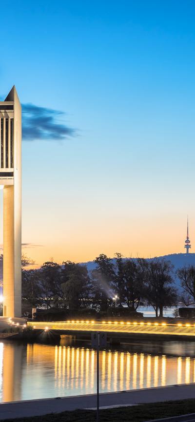 A large carillon on an island