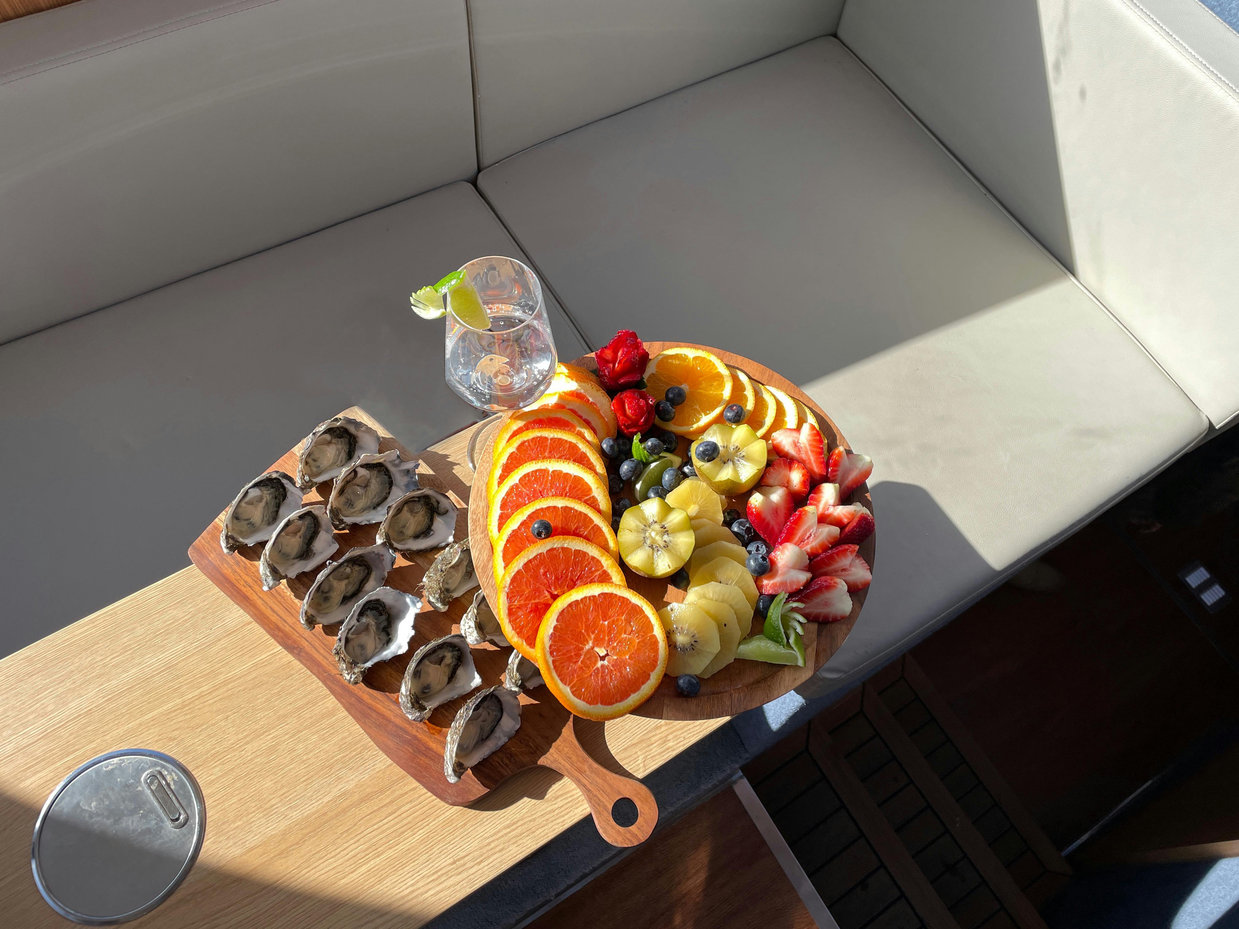 Relish tasty meals in our cozy cabin, with free fruit platters on all journeys!