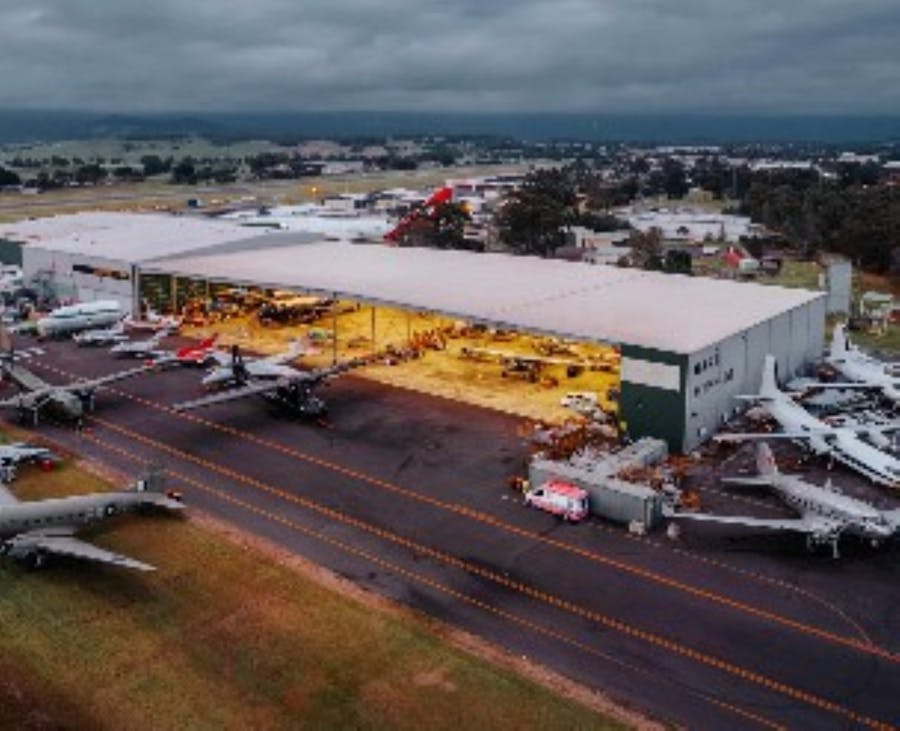 Arial shot of Hanger and Museum