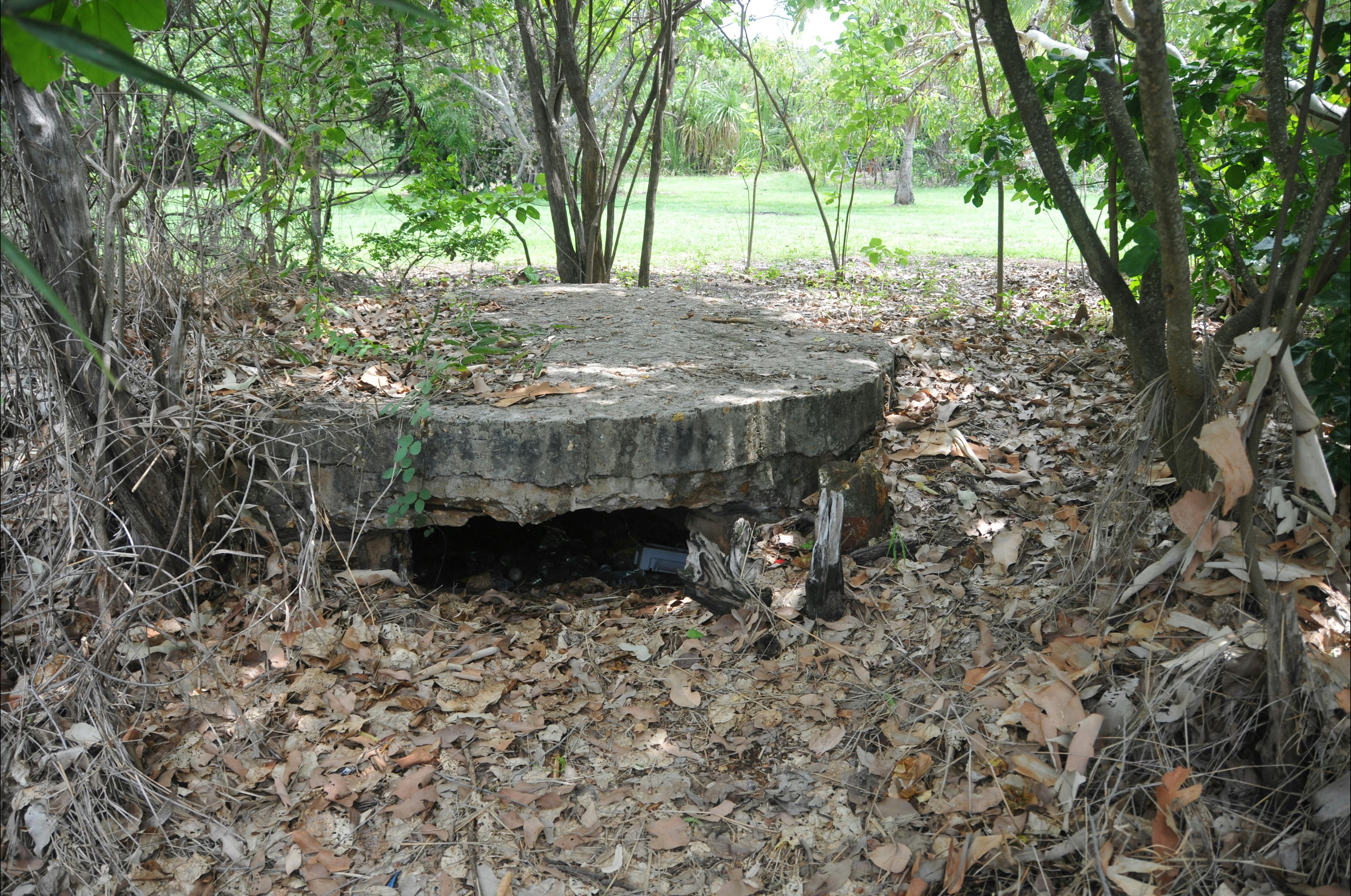 Cliff-top observation posts almost buried.