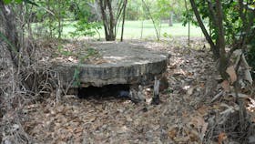 Cliff-top observation posts almost buried.