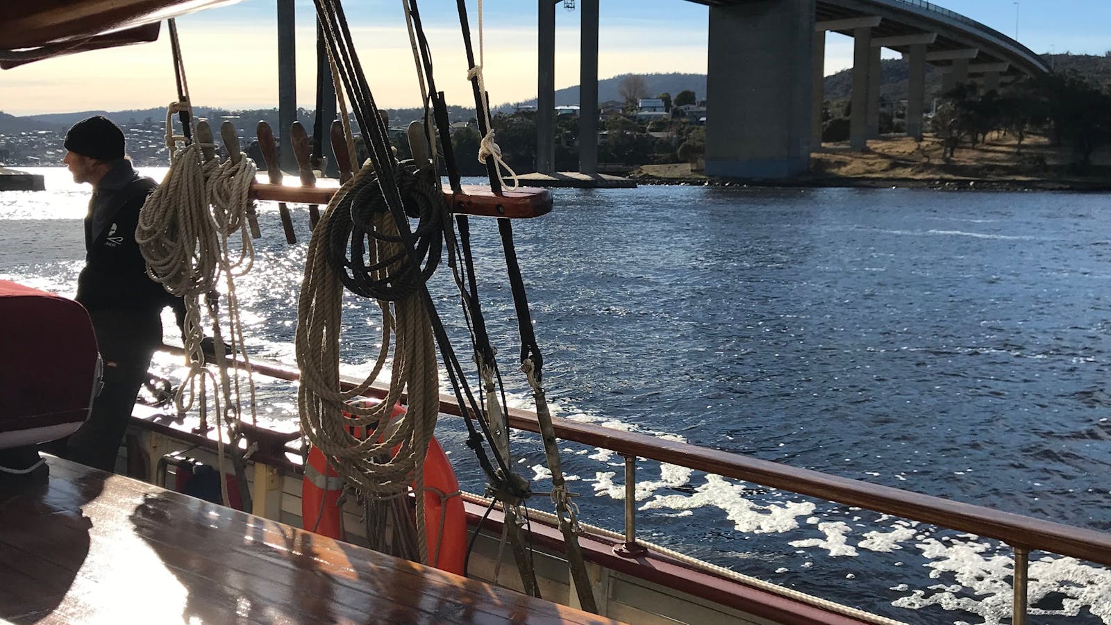 Sailing towards the Tasman Bridge