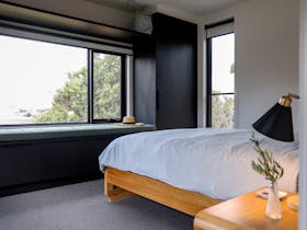 Queen bed, Grampian Goods Co lotion