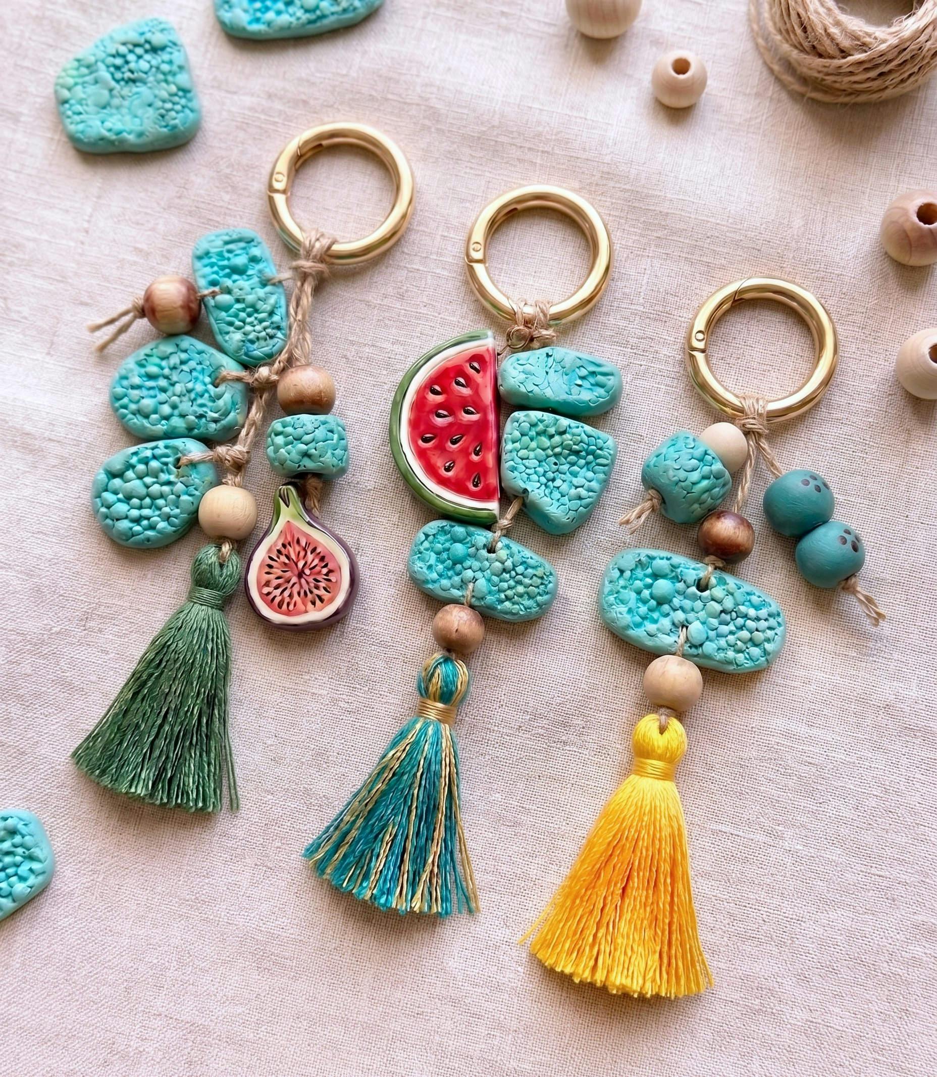 Clay charms, keychain
