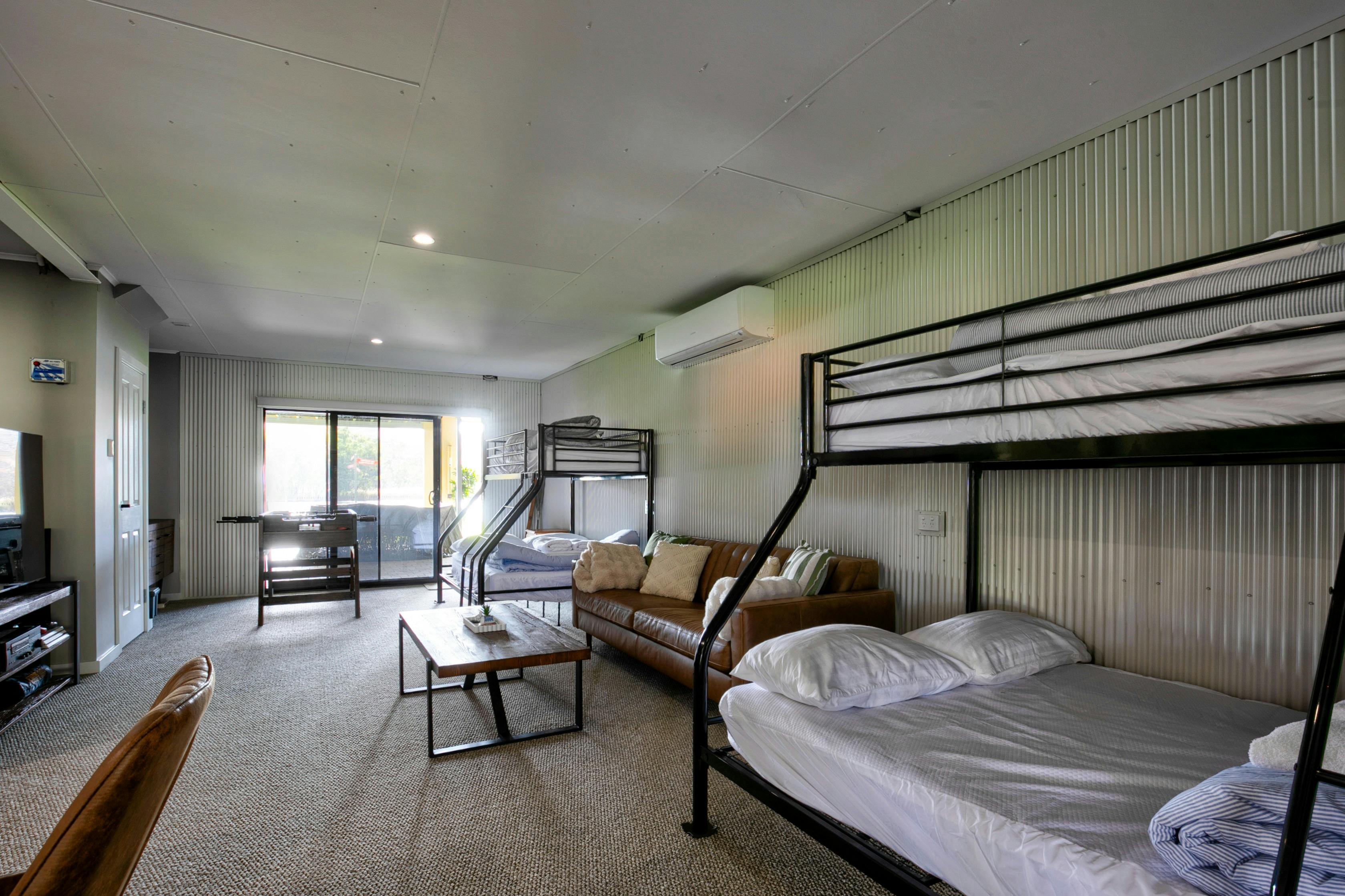 down stairs lounge area