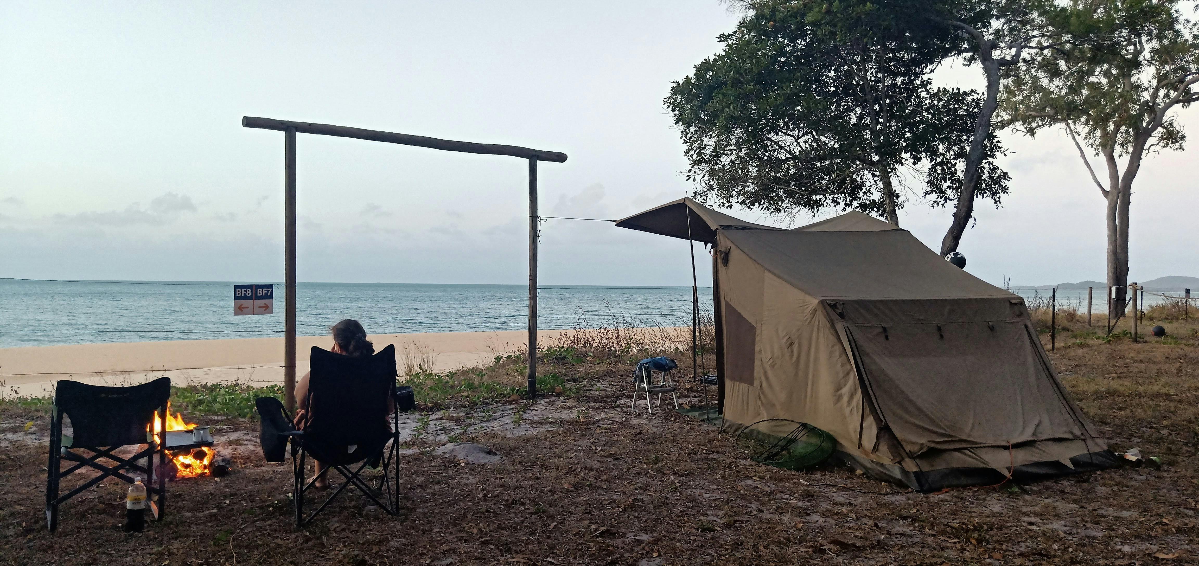 Safari tent overlooking ocean