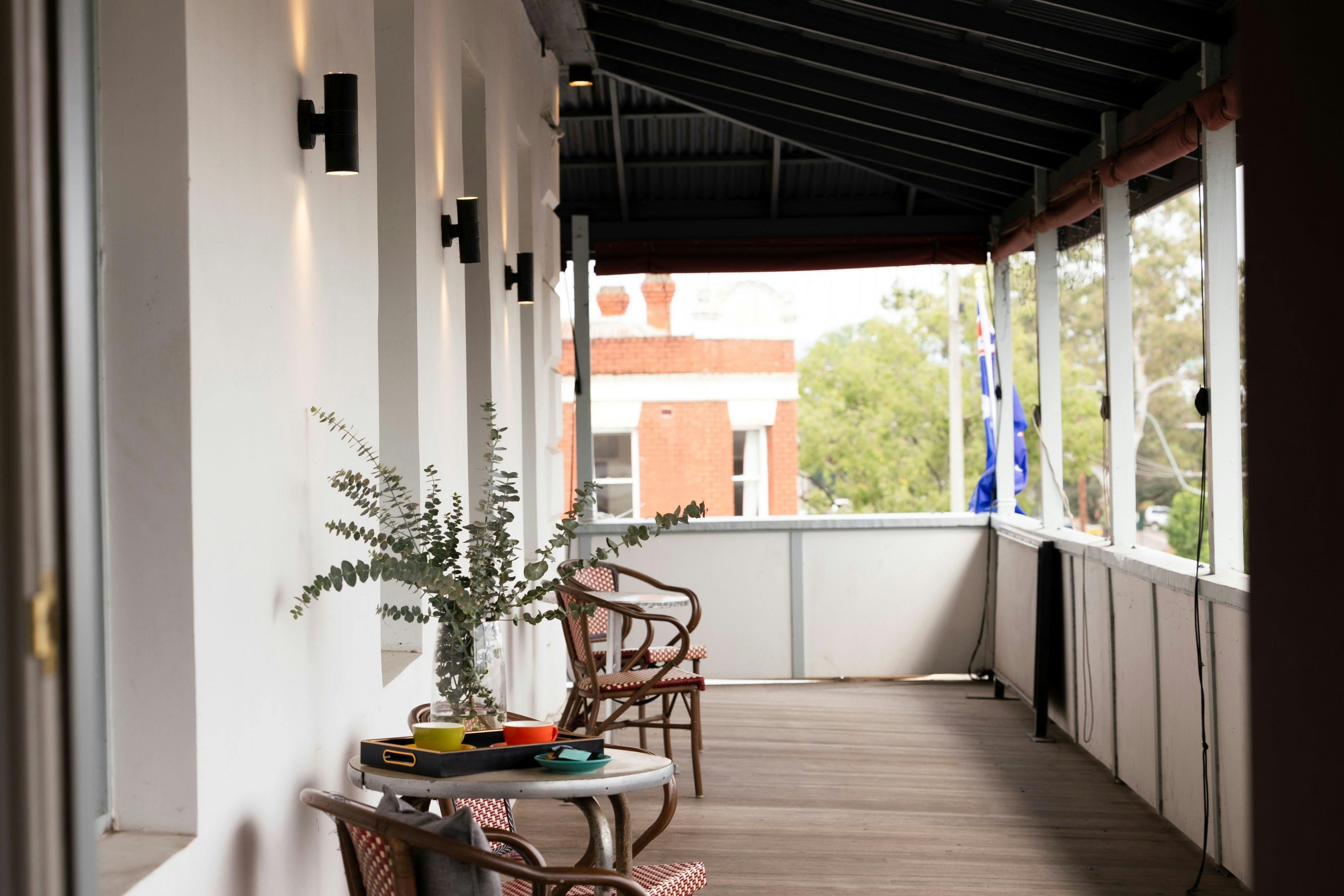 Balcony access off the hallway for accommodaiton guests