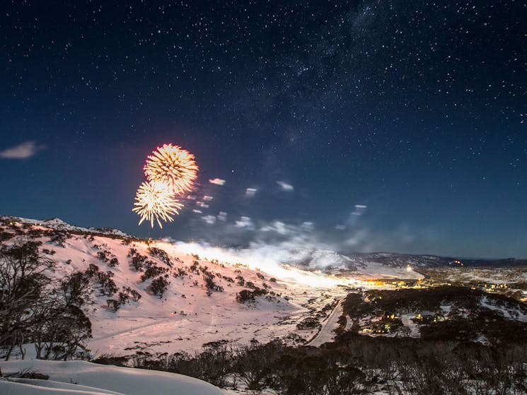 Noight Skiing and Fireworks