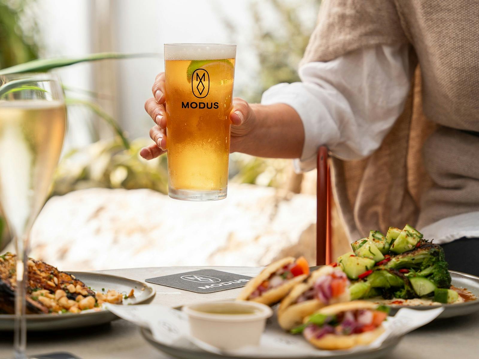 Beer Cerveza with Arapas