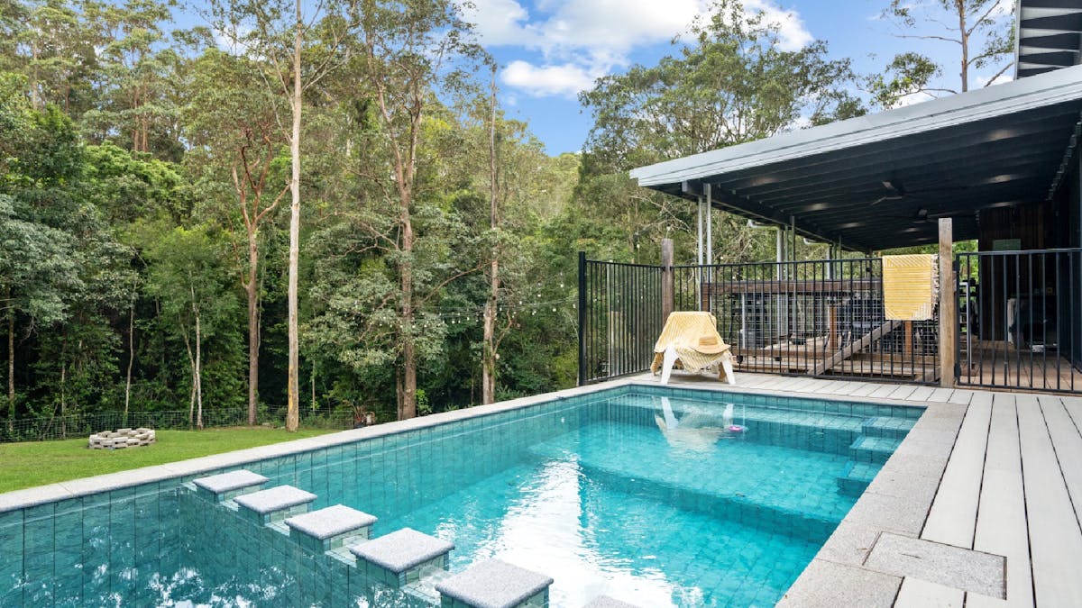 Pool and Spa overlooking creek and yard