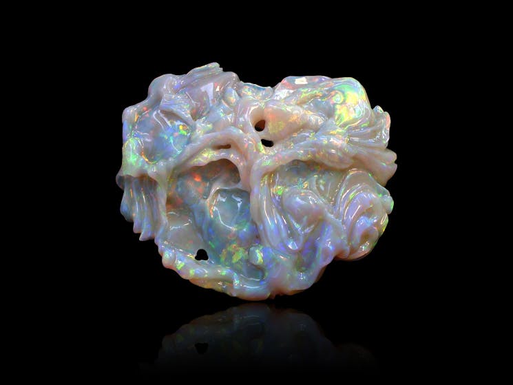 Carved solid Lightning Ridge opal