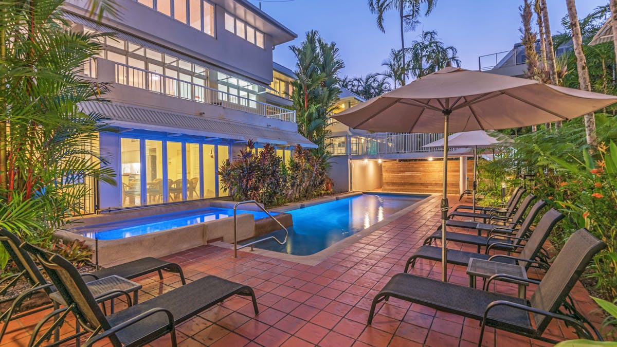 Swimming pool at night