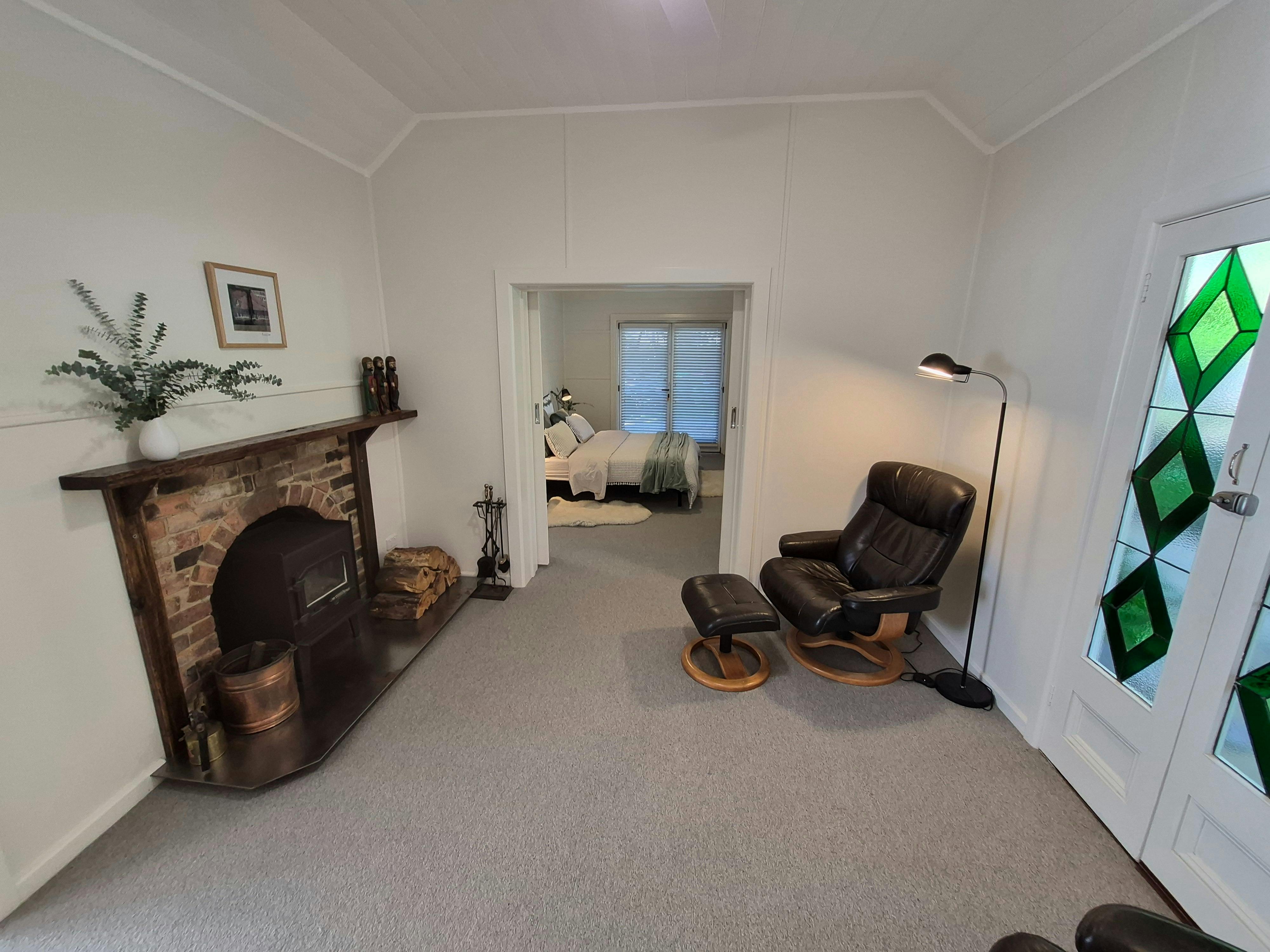 Sitting area with indoor fire