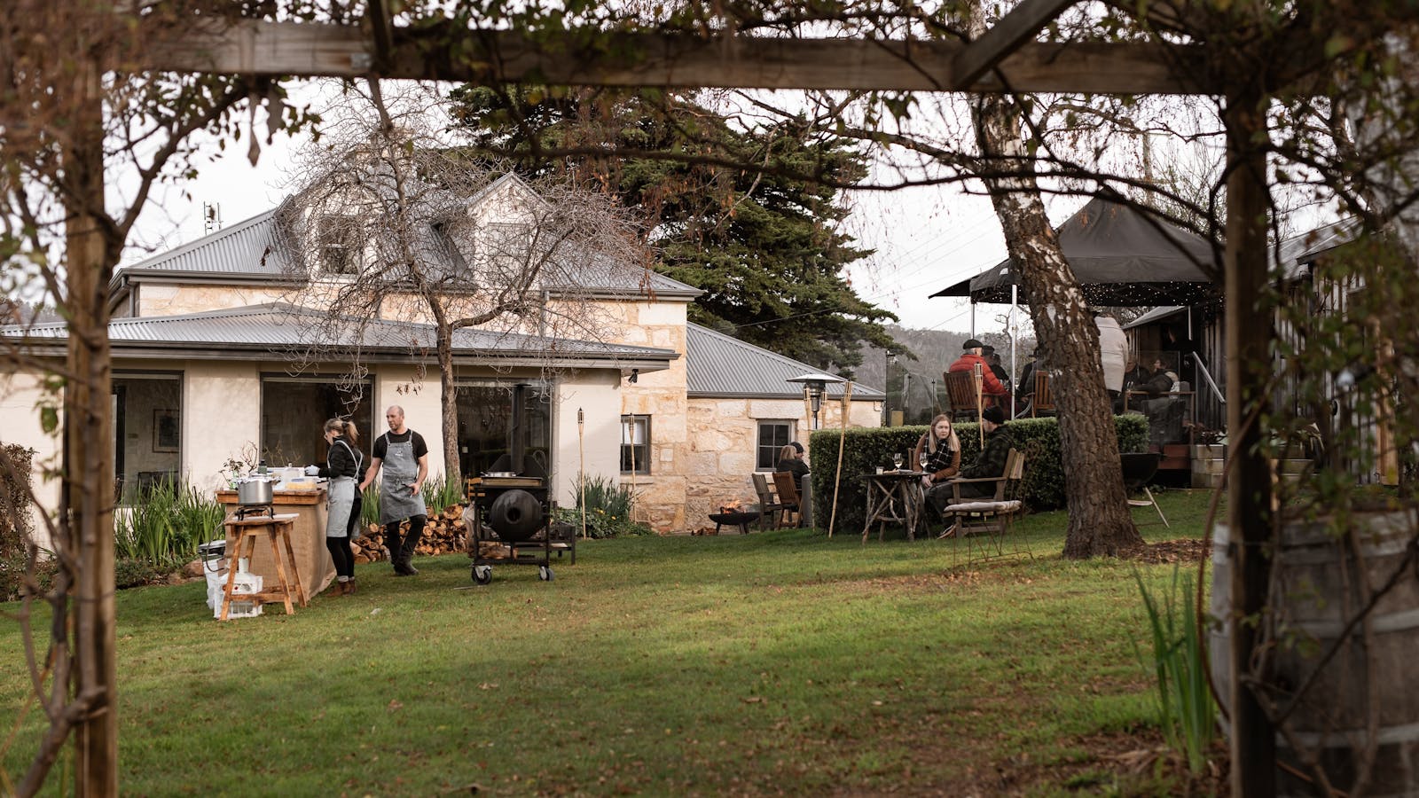 Garden and house in front of tasting deck