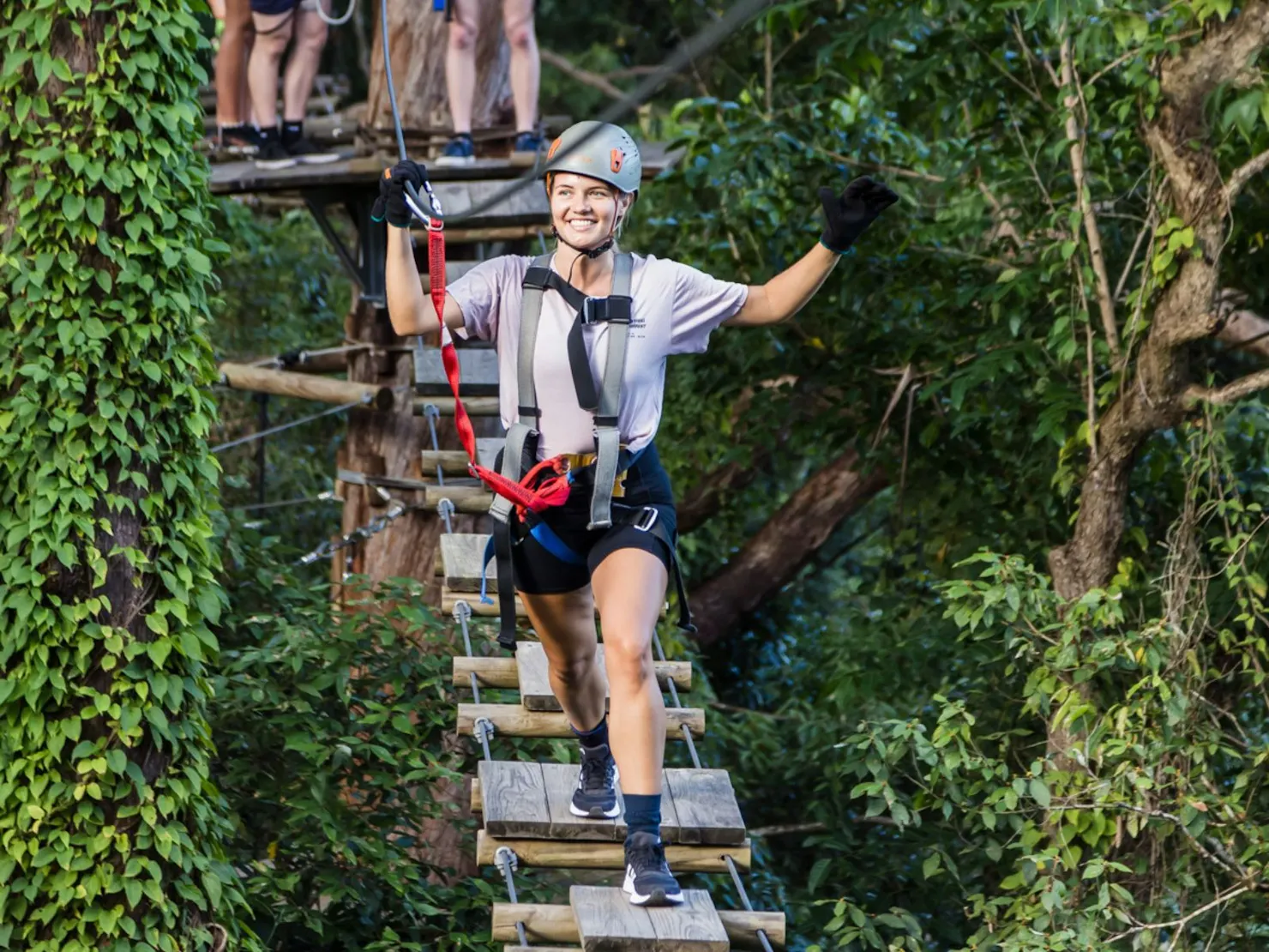 Guest climbing on course