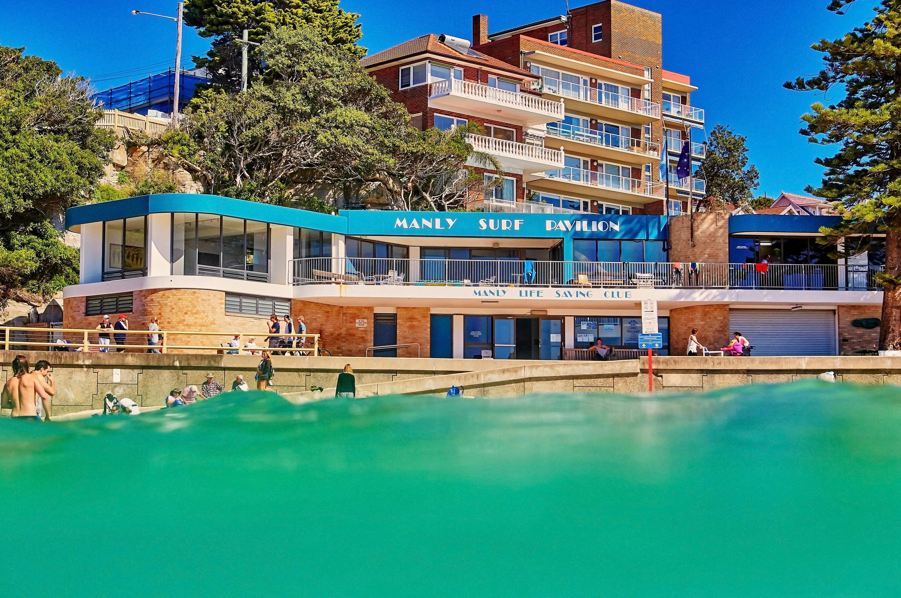 Manly Surf Pavilion from the water.