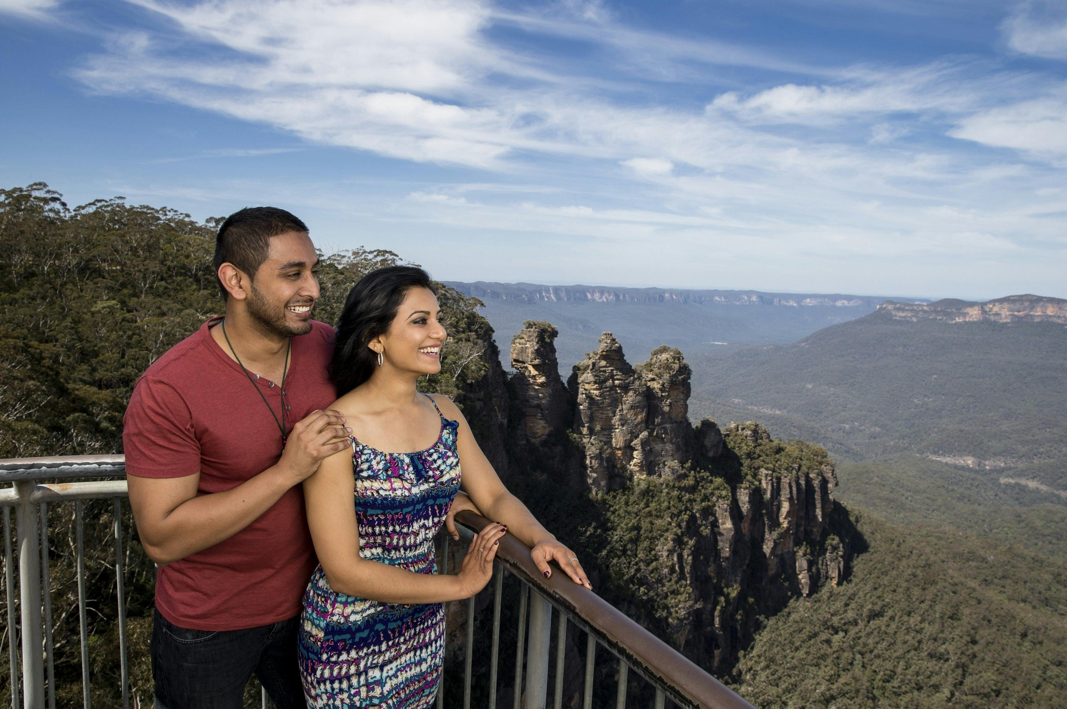 Blue Mountains, Echo Point Lookout von Three Sisters, James Horan, Ziel NSW