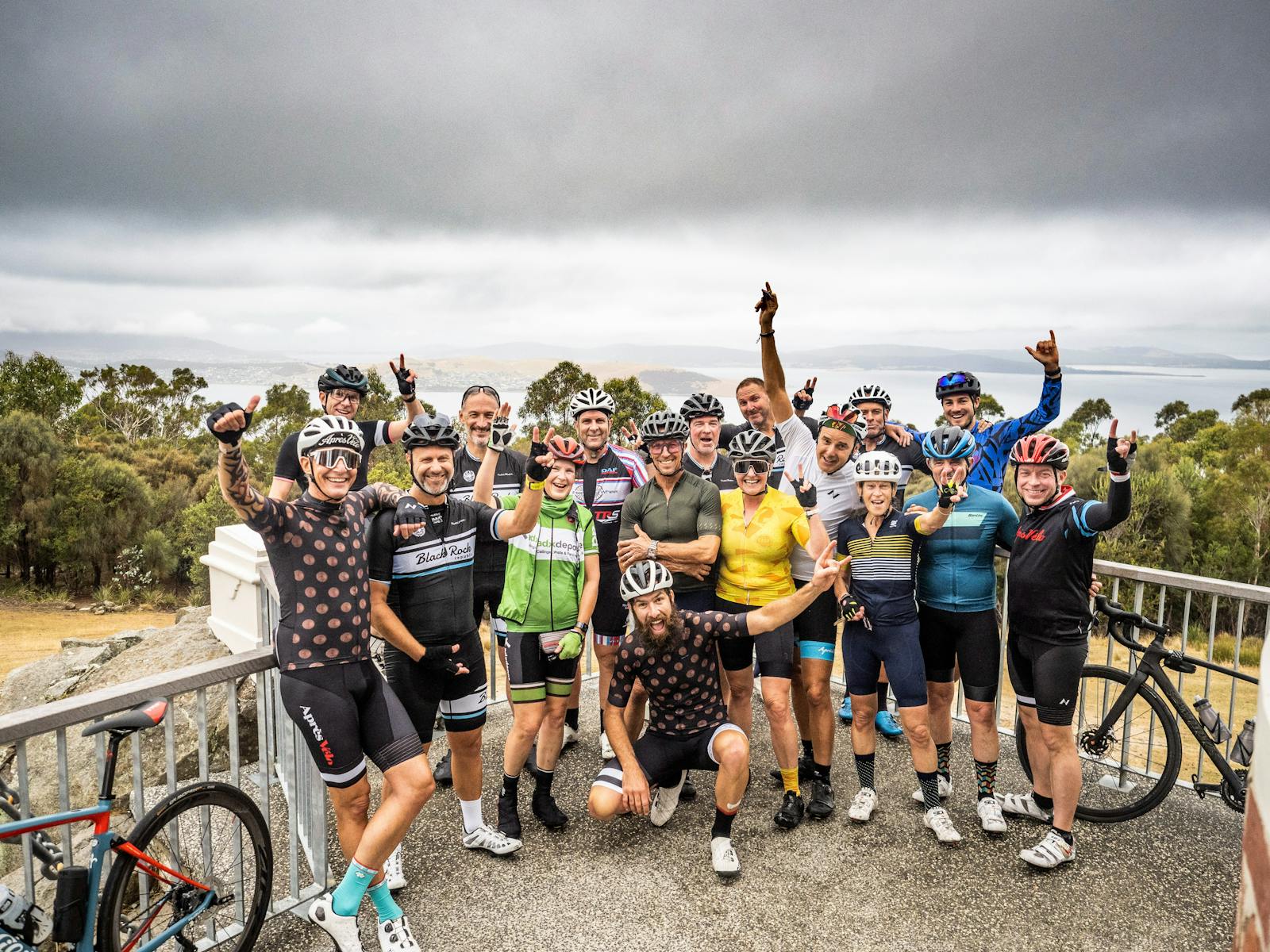 Group of cyclists on tour