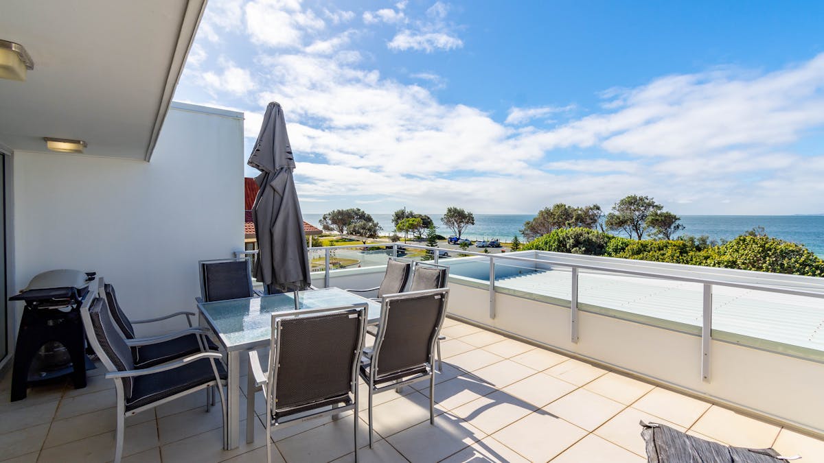 Balcony with water views