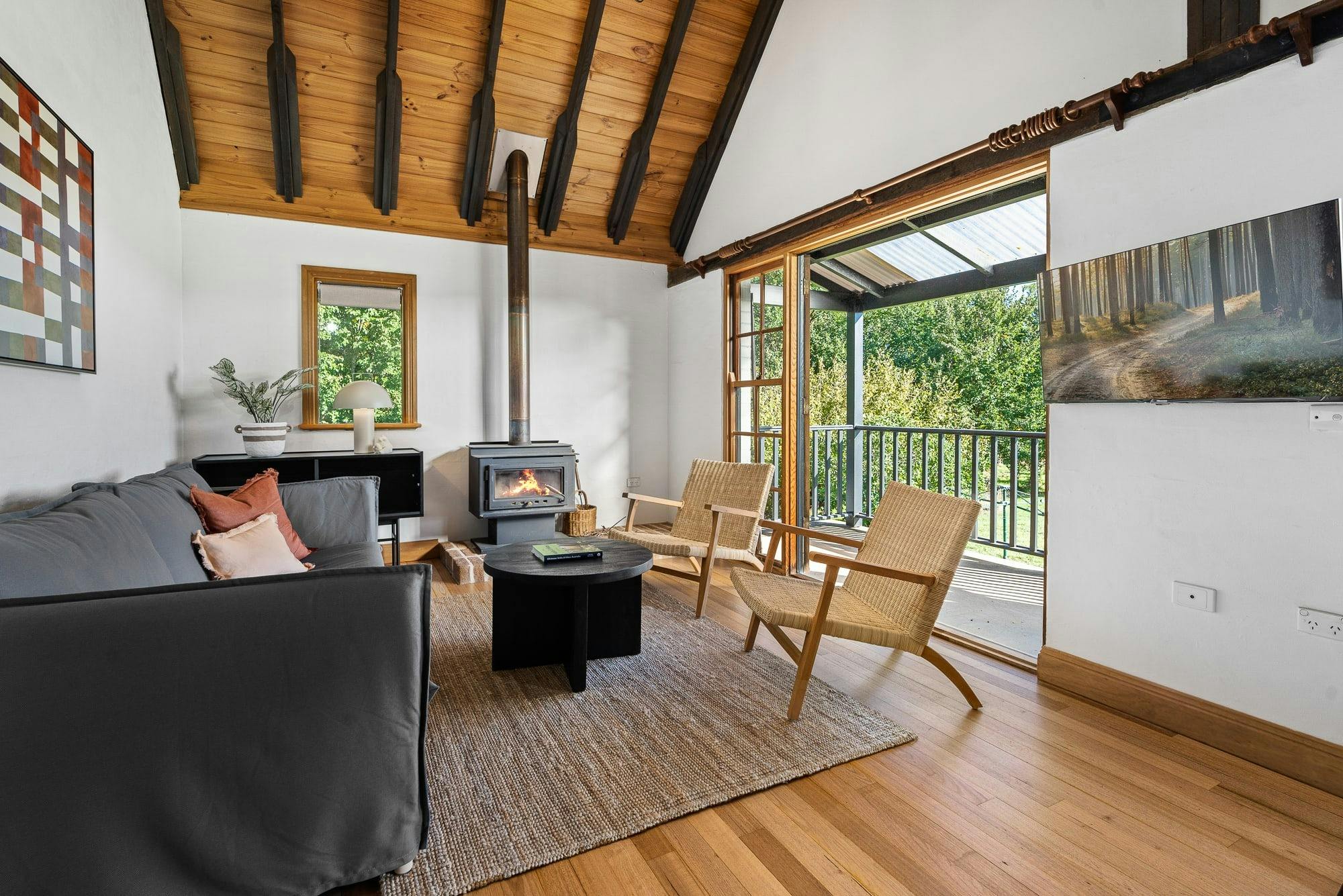 Lounge with wood fire