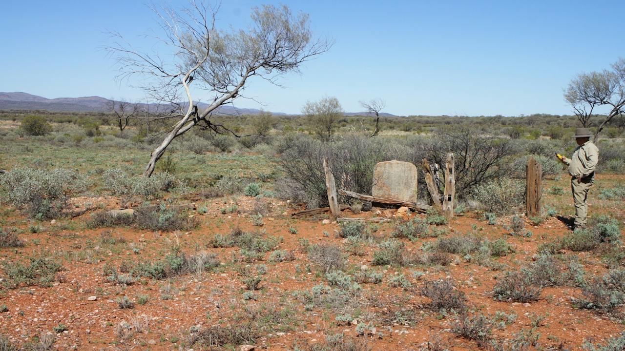 The remains of graves at the Winnecke Goldfields Cemetery.