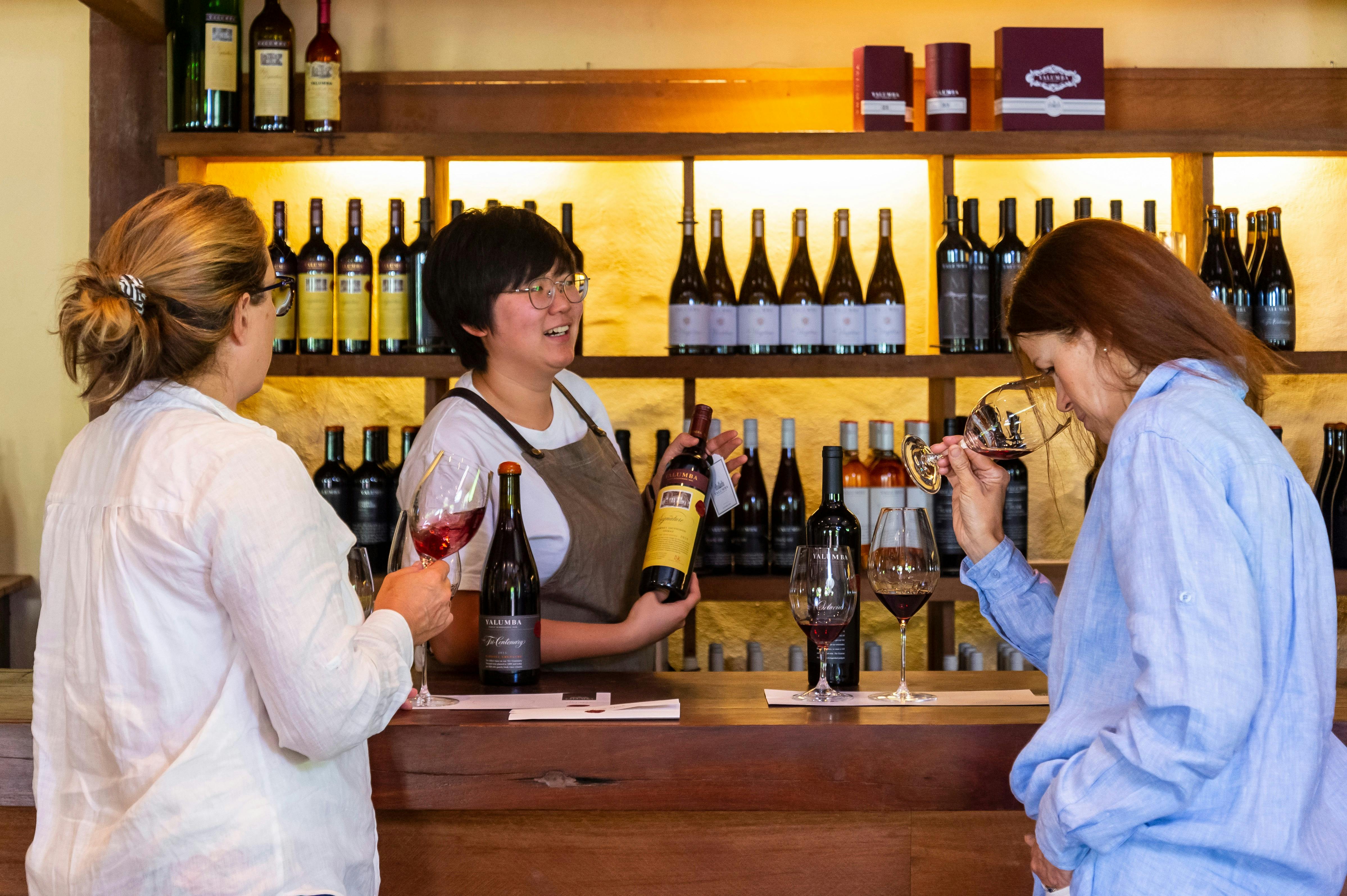 Enjoying wine at Yalumba