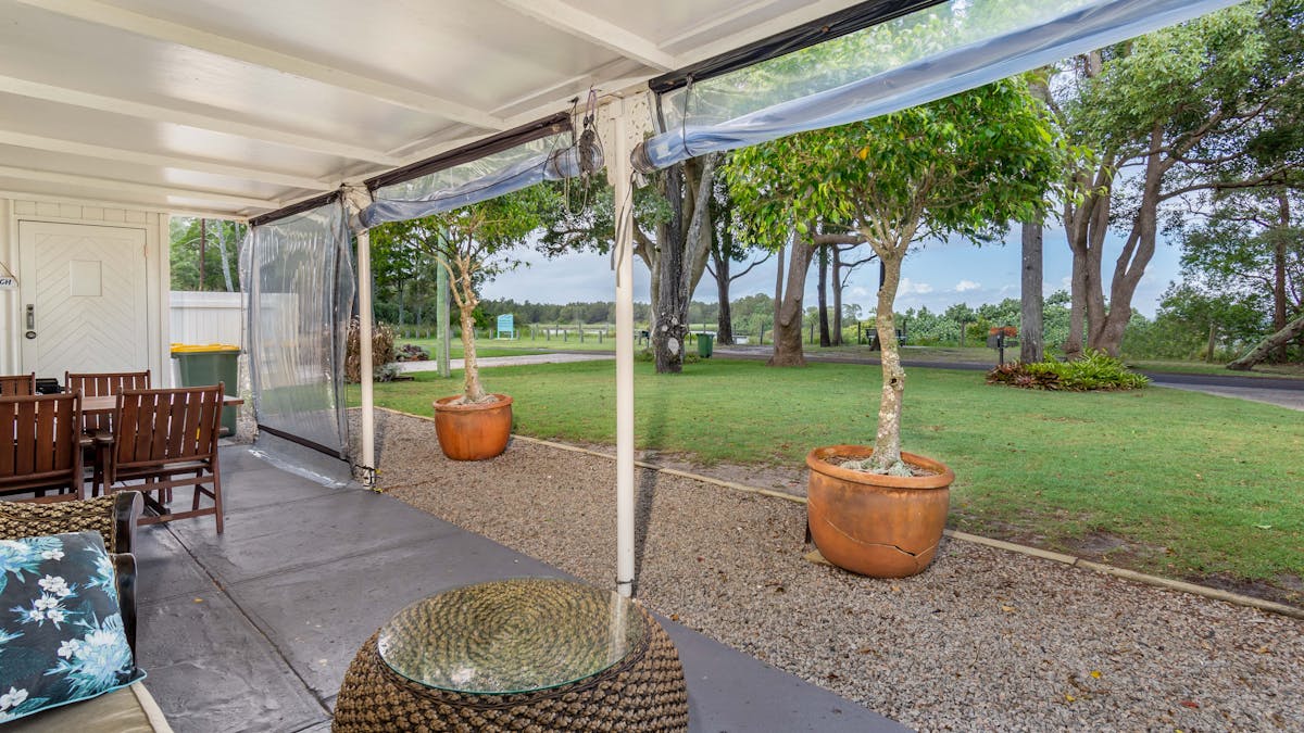 Front patio overlooking water