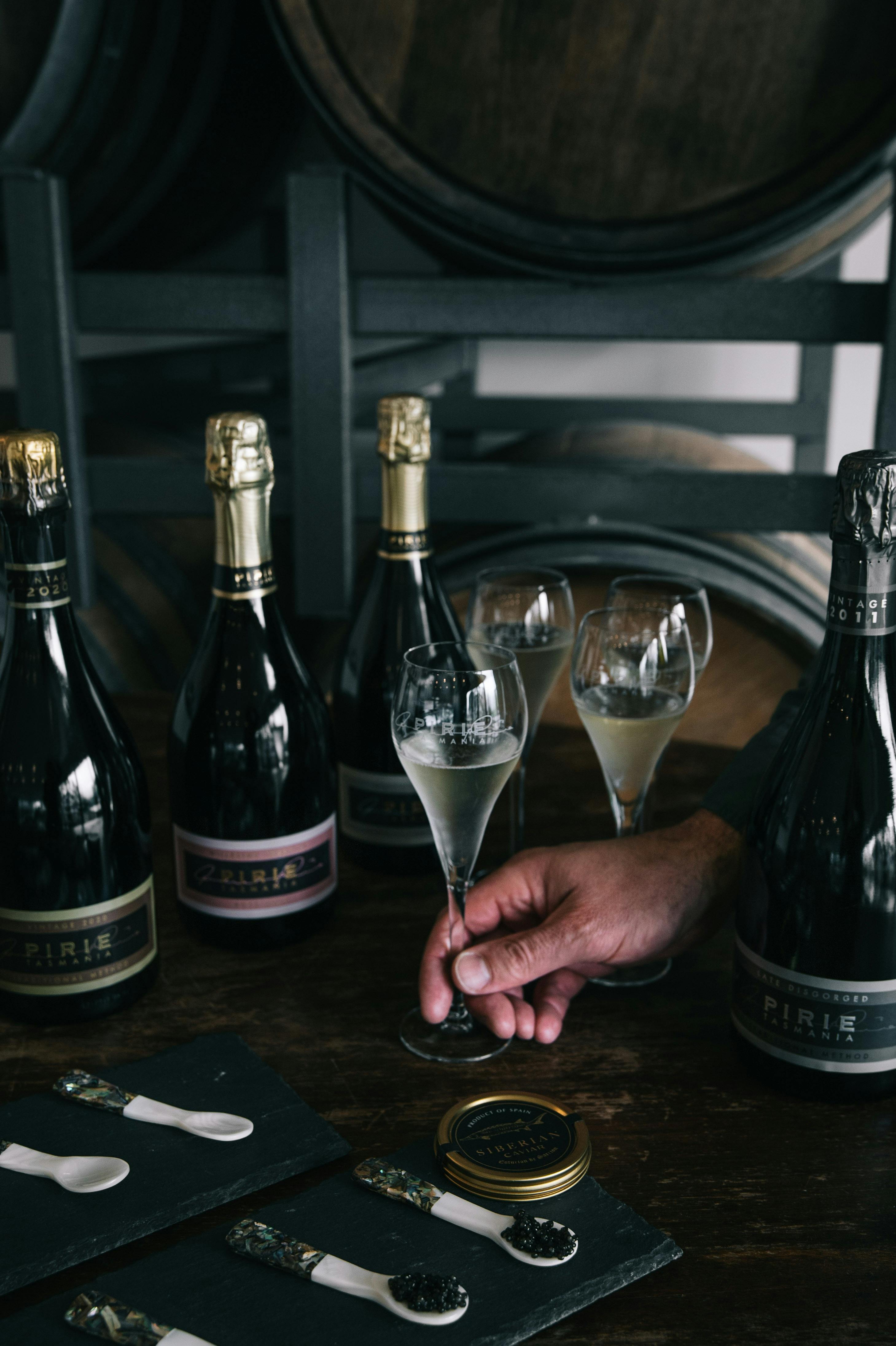 bottles of Pirie sparkling wine